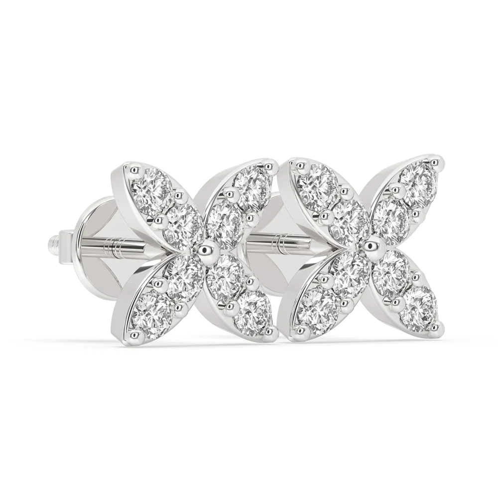Flower Earrings - White Gold - Image 4