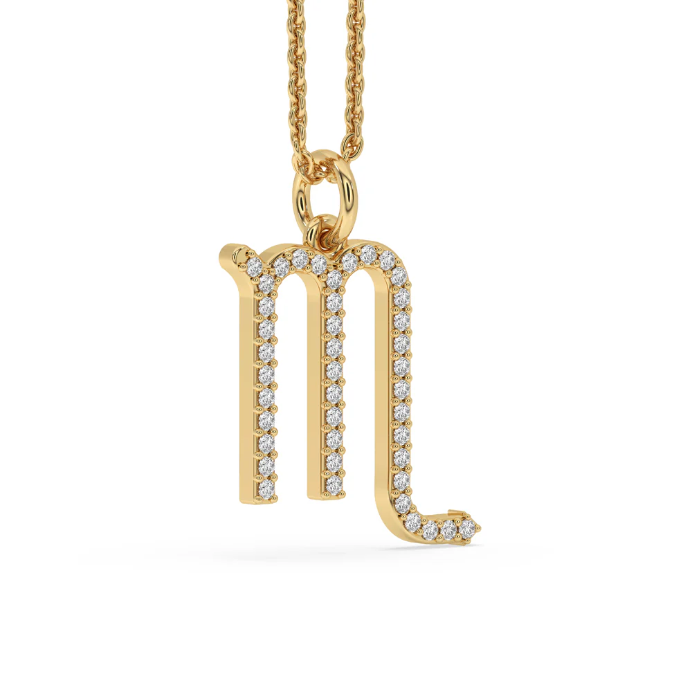 Gold M Pendant with Lab Grown Diamond Shine - Image 3