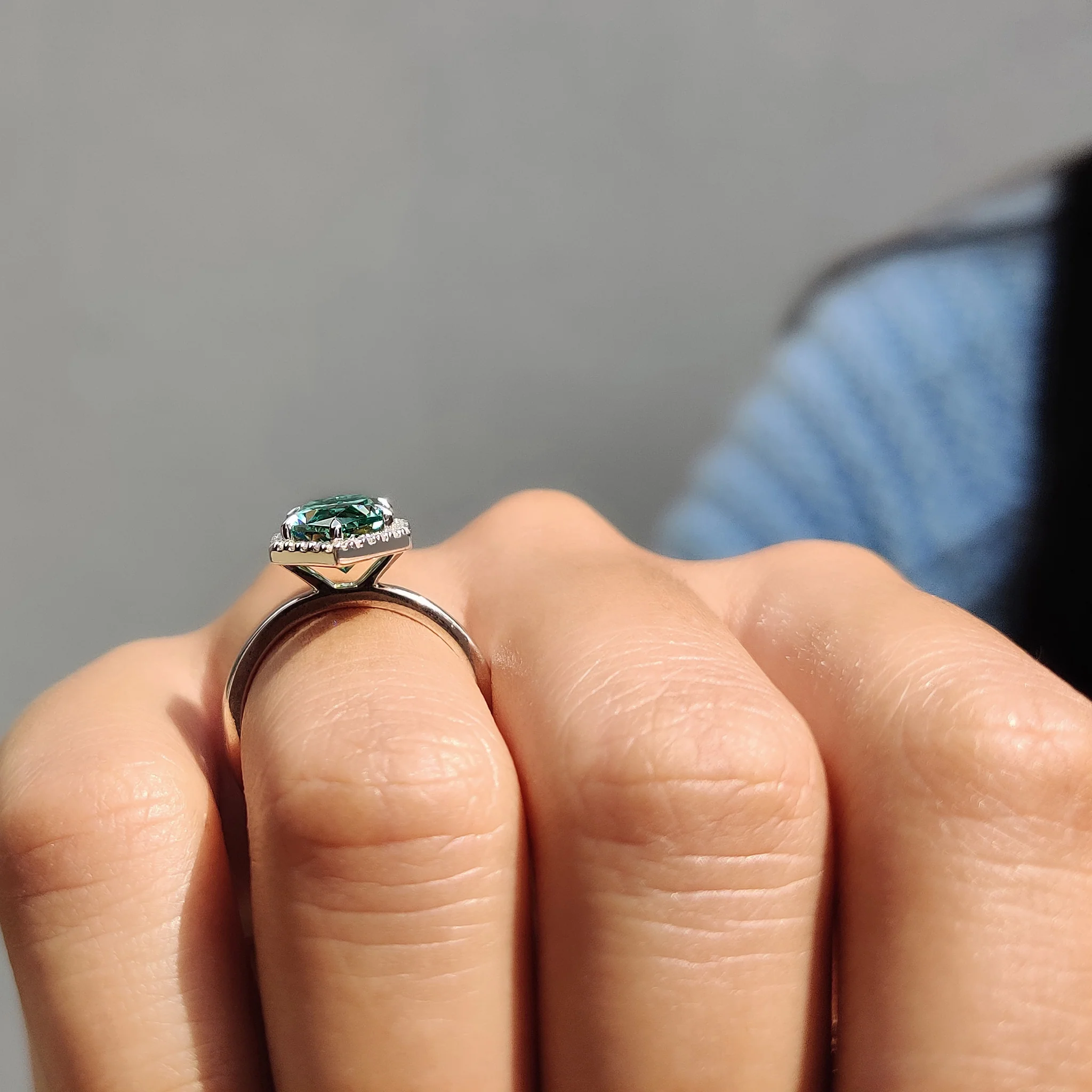 Green Moissanite Dutch Marquise Ring - Image 8