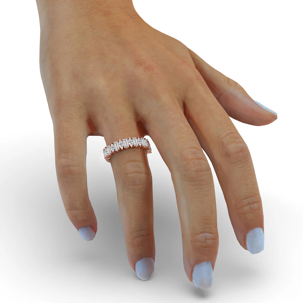 Half Eternity Band With Marquise And Baguette Diamond - Image 5