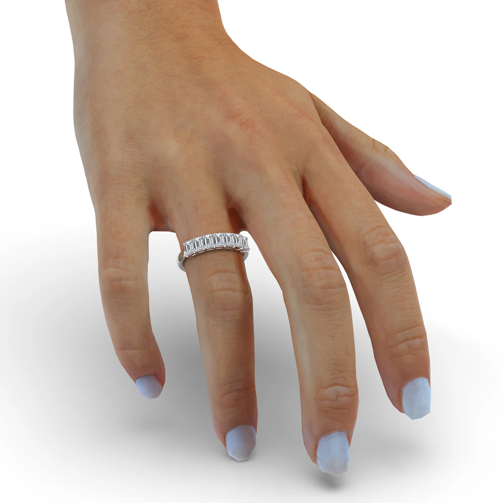 Half Eternity Emerald Cut Diamond Band - Image 5