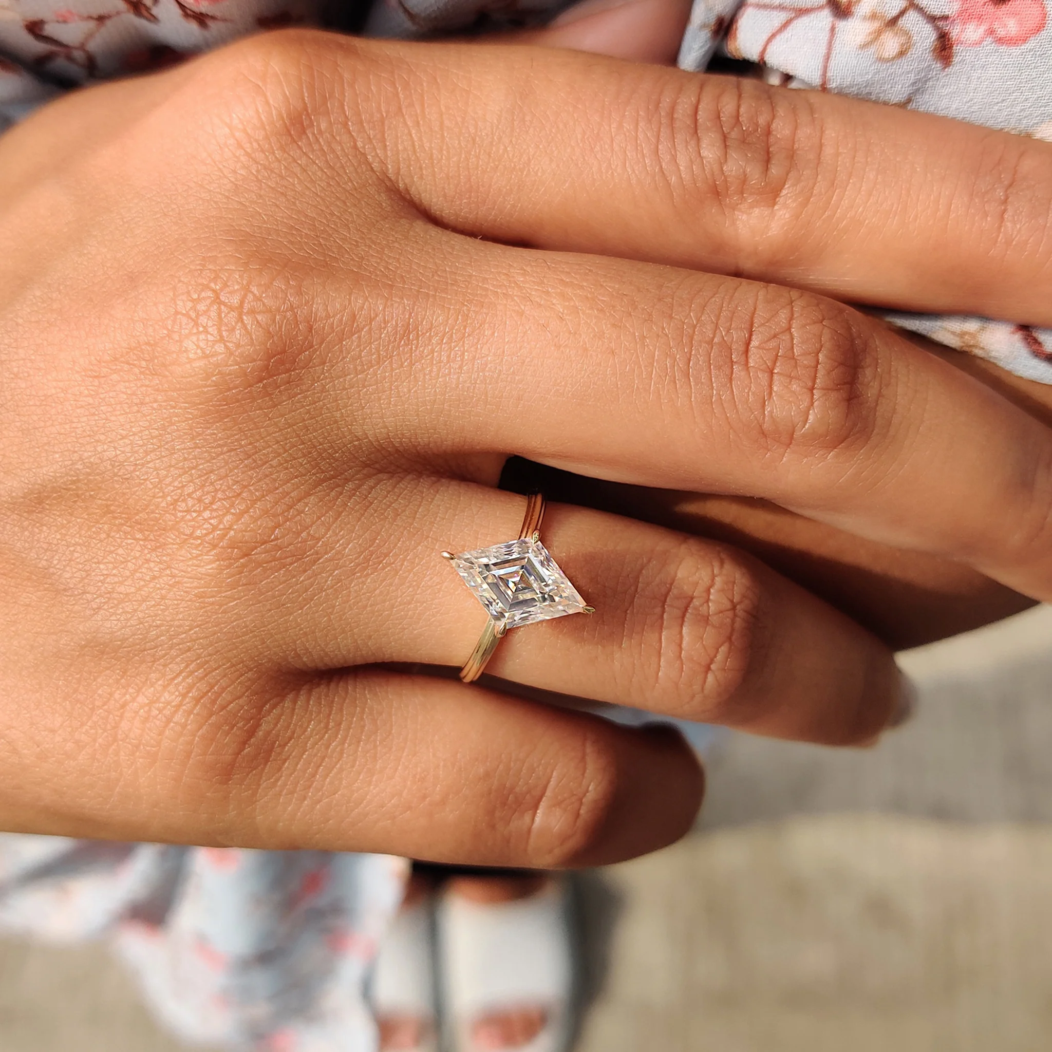 Lozenge Engagement Ring In Solitaire Style - Image 4