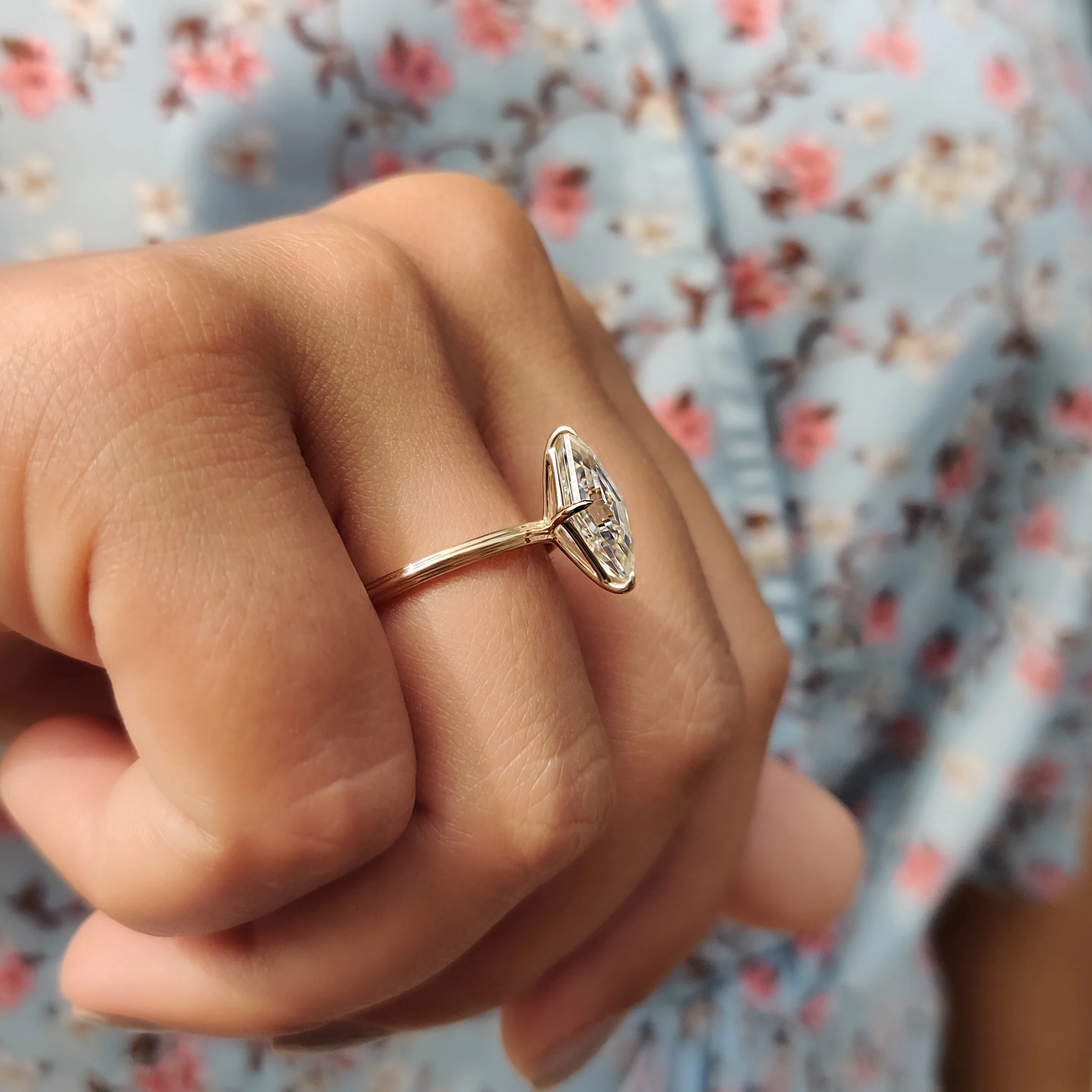 Lozenge Engagement Ring In Solitaire Style - Image 8