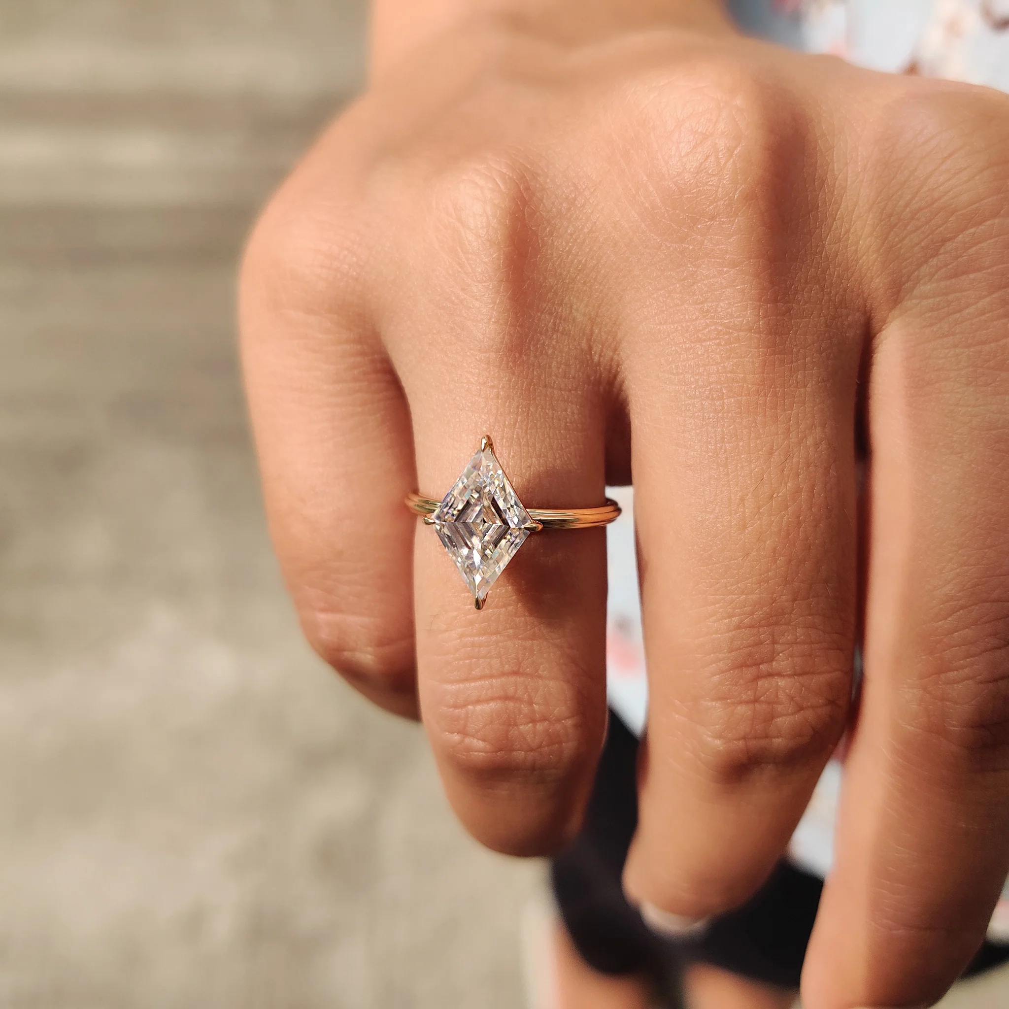 Lozenge Engagement Ring In Solitaire Style - Image 9