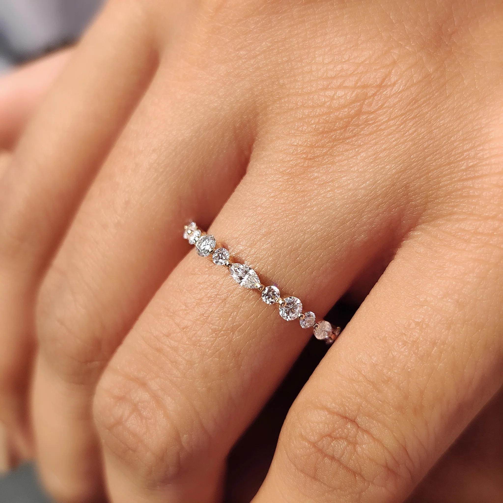 Marquise And Round Diamond Band In Half Eternity - Image 4