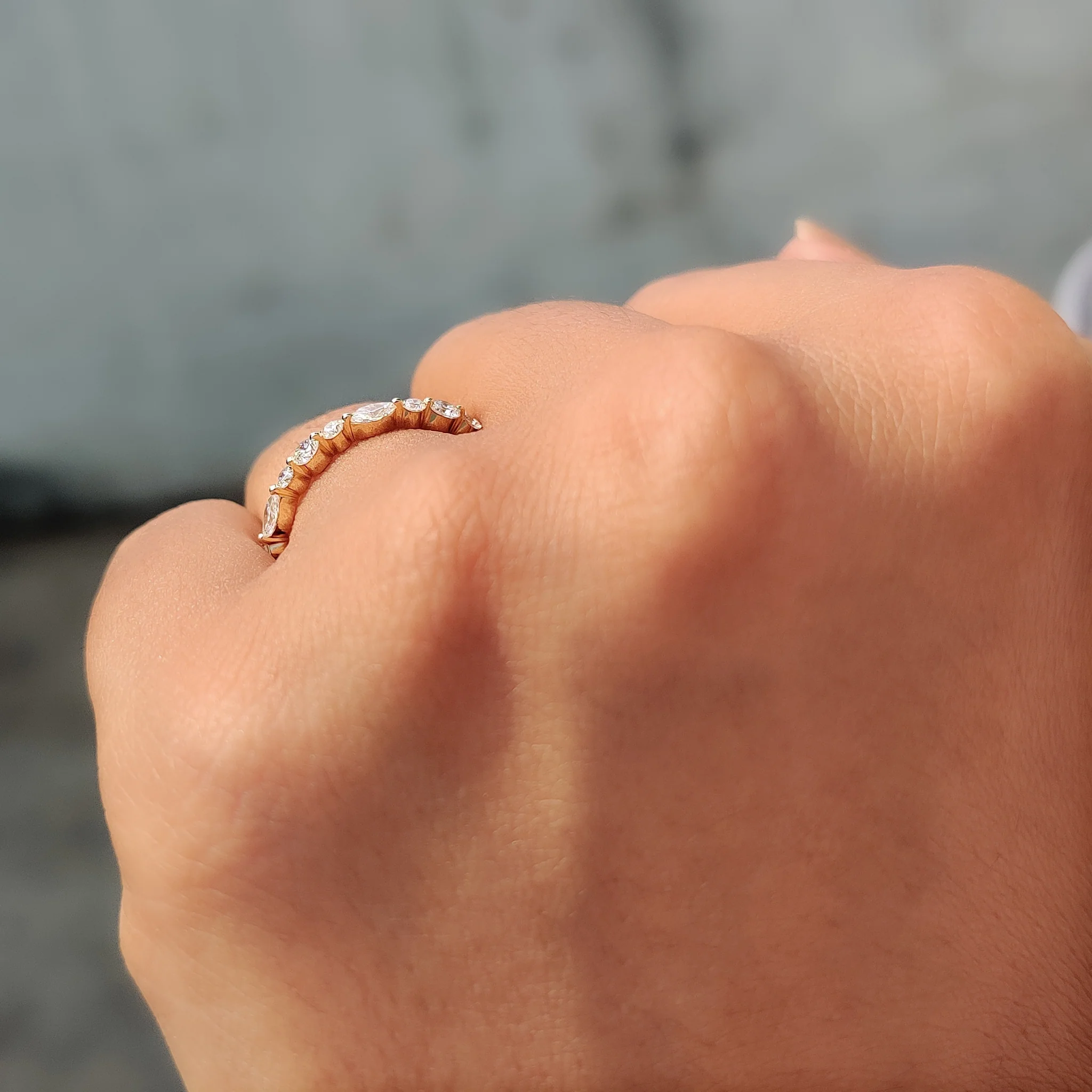 Marquise And Round Diamond Band In Half Eternity - Image 7