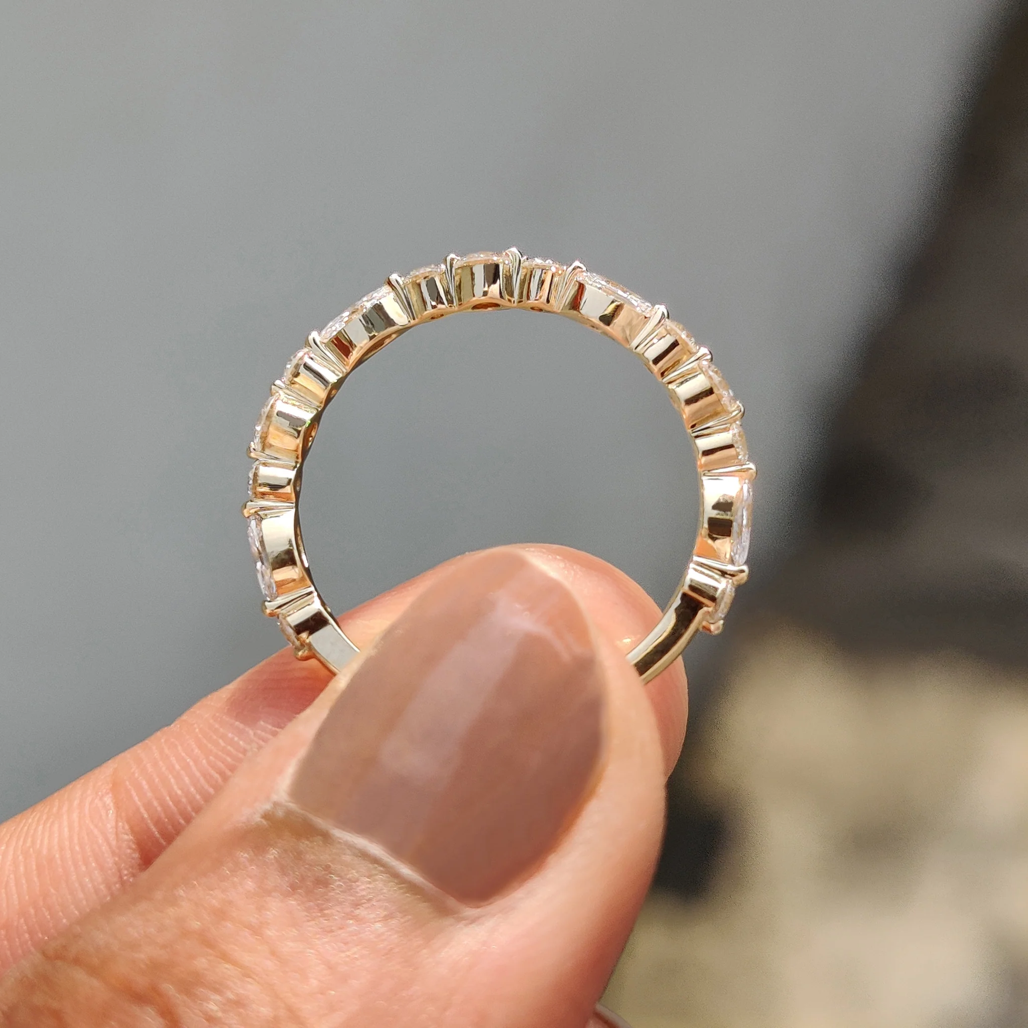Marquise And Round Diamond Band In Half Eternity - Image 9