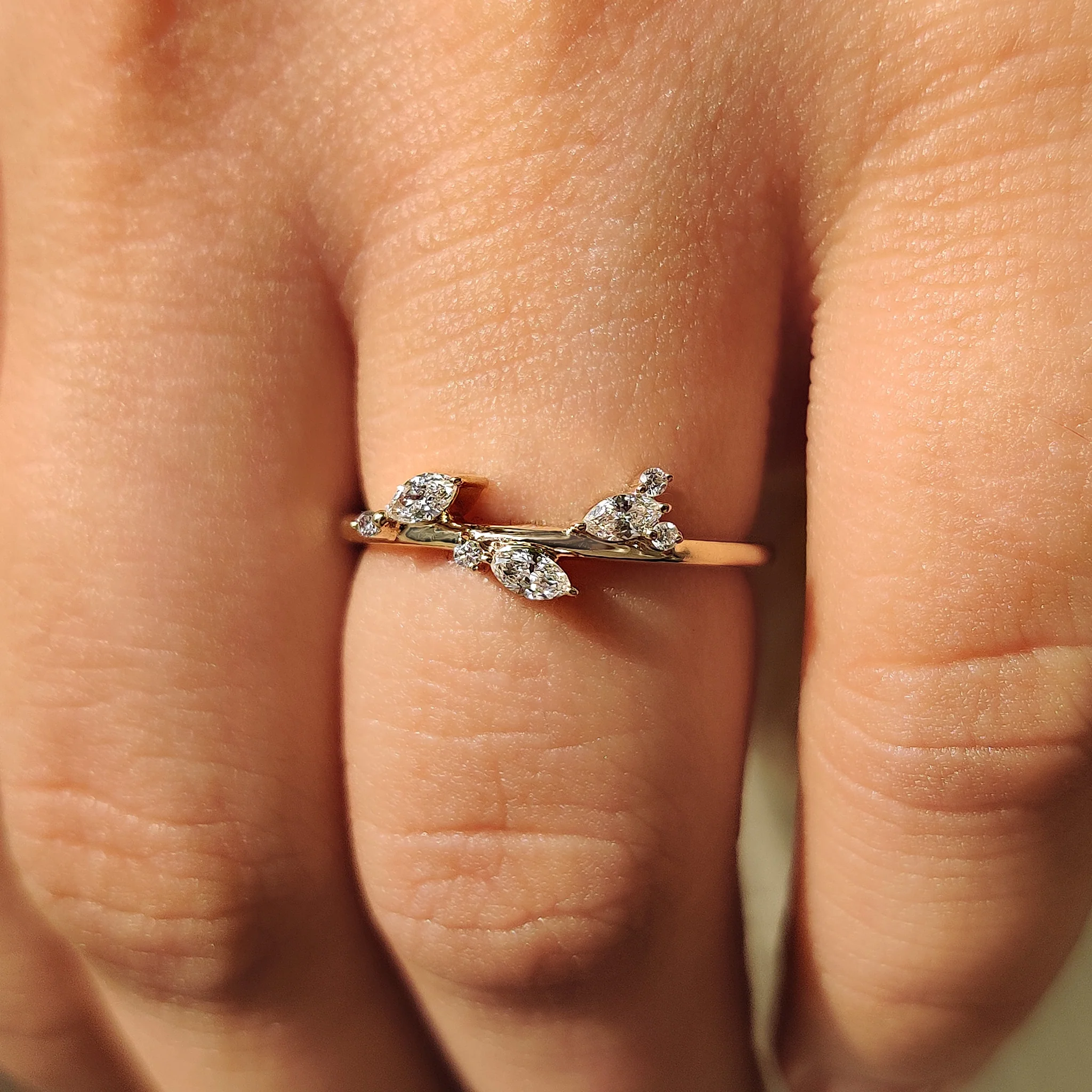 Seven Stone Marquise And Round Diamond Wedding Band - Image 10