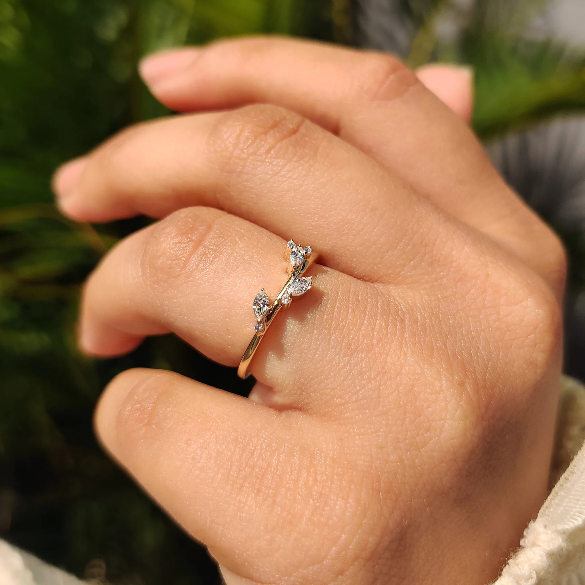 Seven Stone Marquise And Round Diamond Wedding Band - Image 3