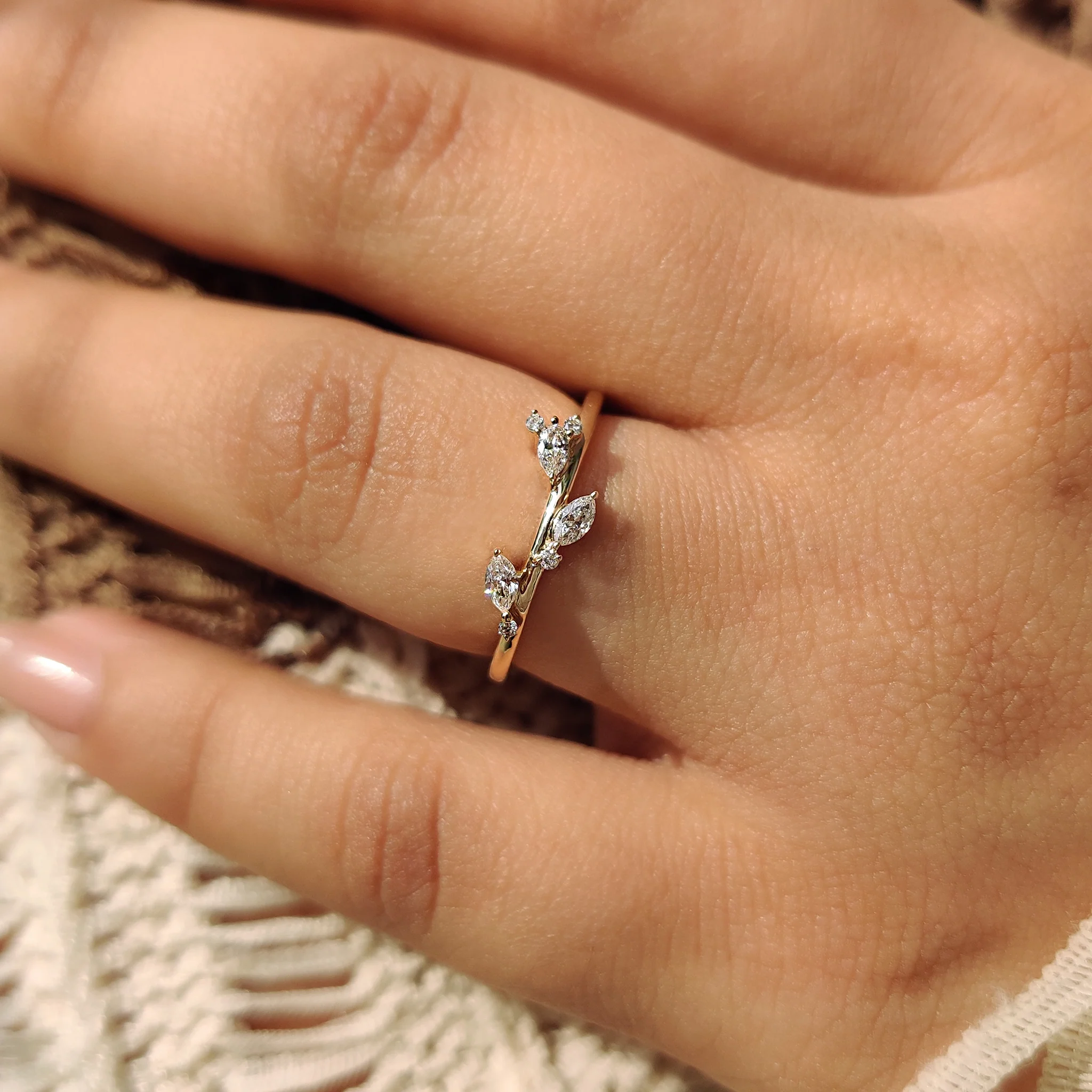 Seven Stone Marquise And Round Diamond Wedding Band - Image 5