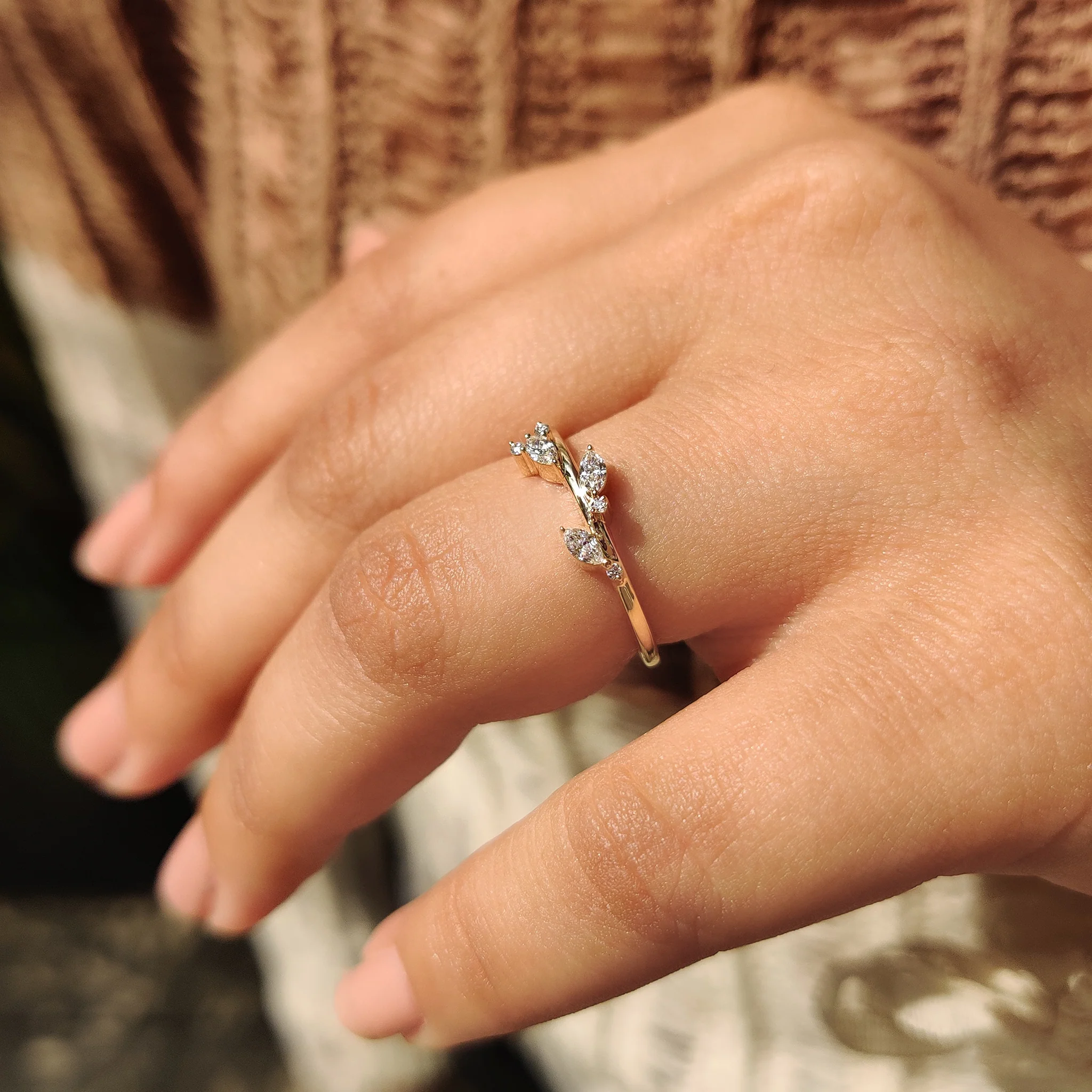 Seven Stone Marquise And Round Diamond Wedding Band - Image 6