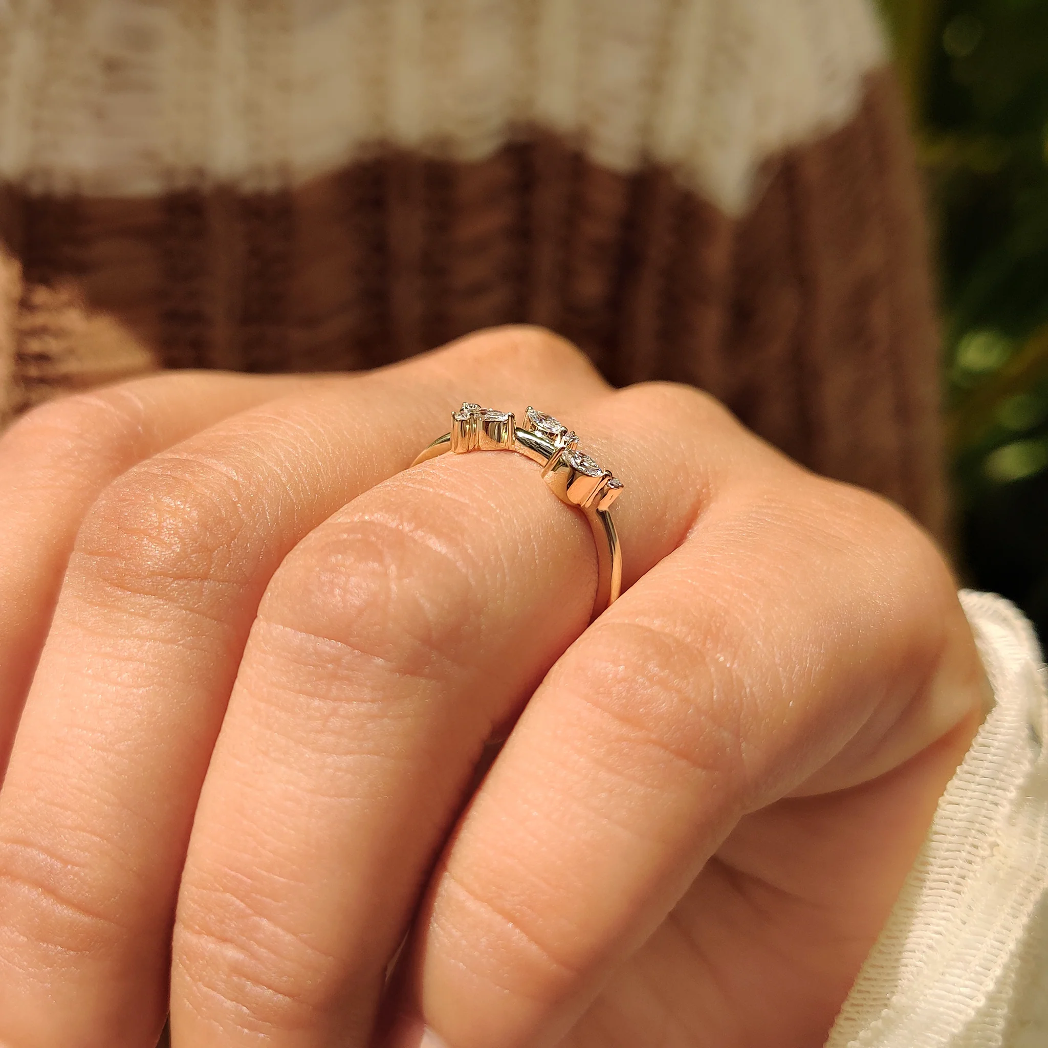 Seven Stone Marquise And Round Diamond Wedding Band - Image 7