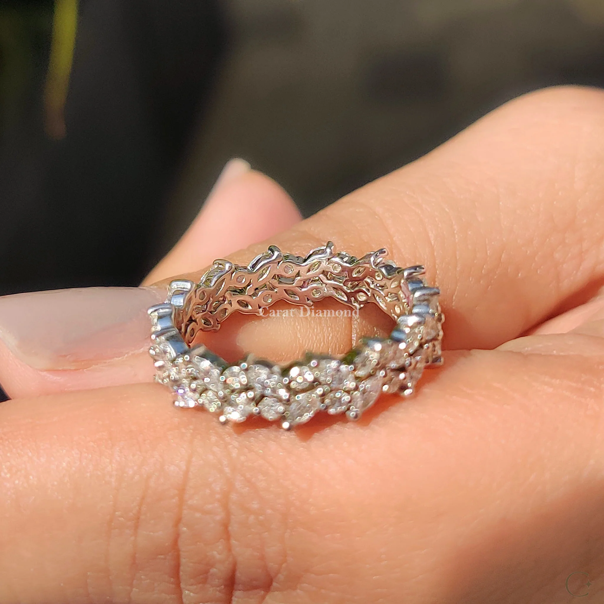 Marquise And Round Wedding Band With Eternity Style - Image 3