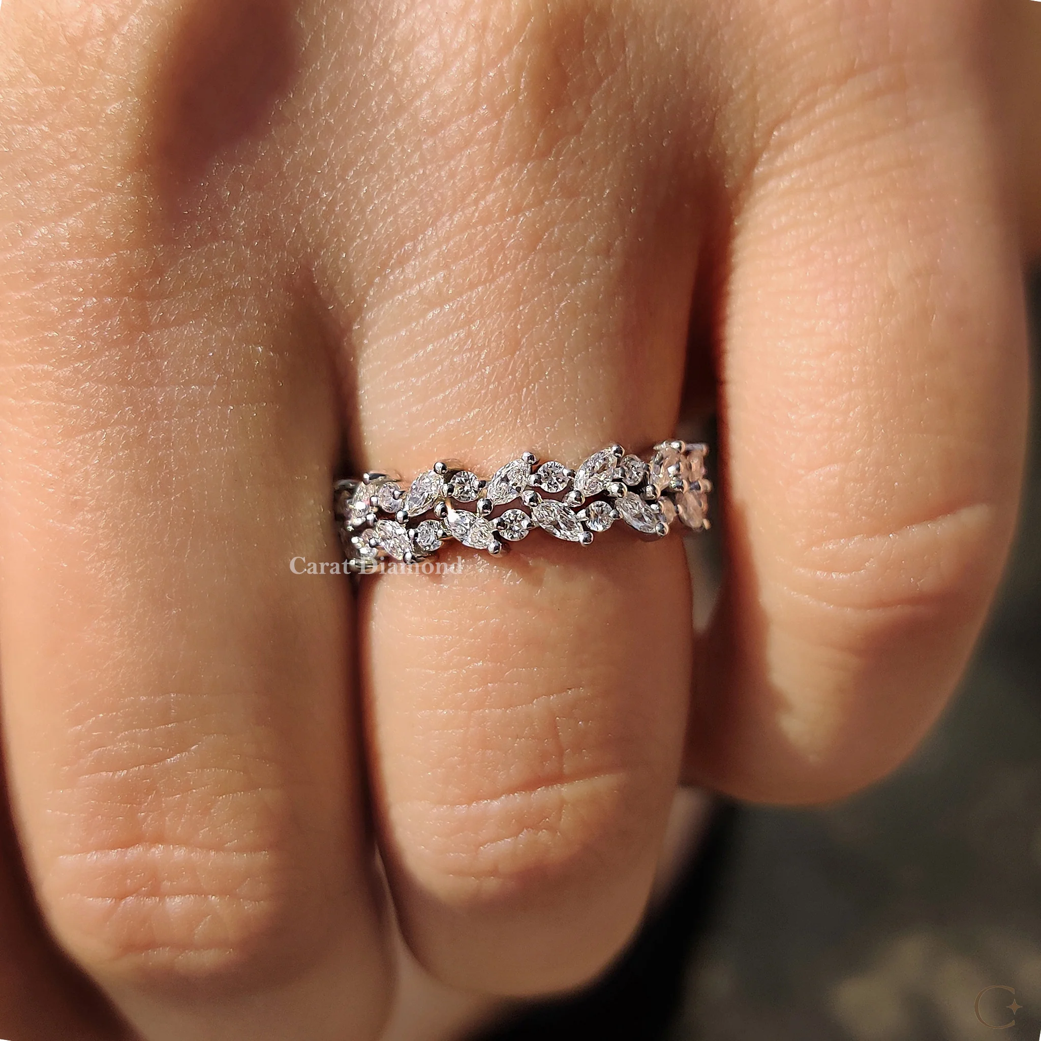 Marquise And Round Wedding Band With Eternity Style - Image 5