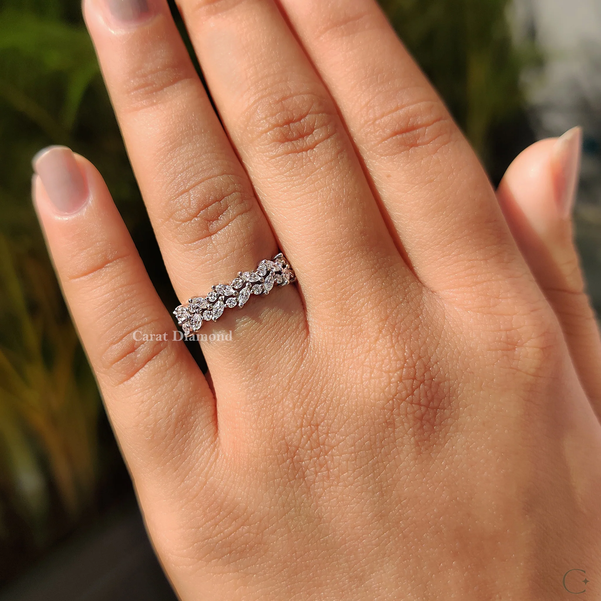 Marquise And Round Wedding Band With Eternity Style - Image 6