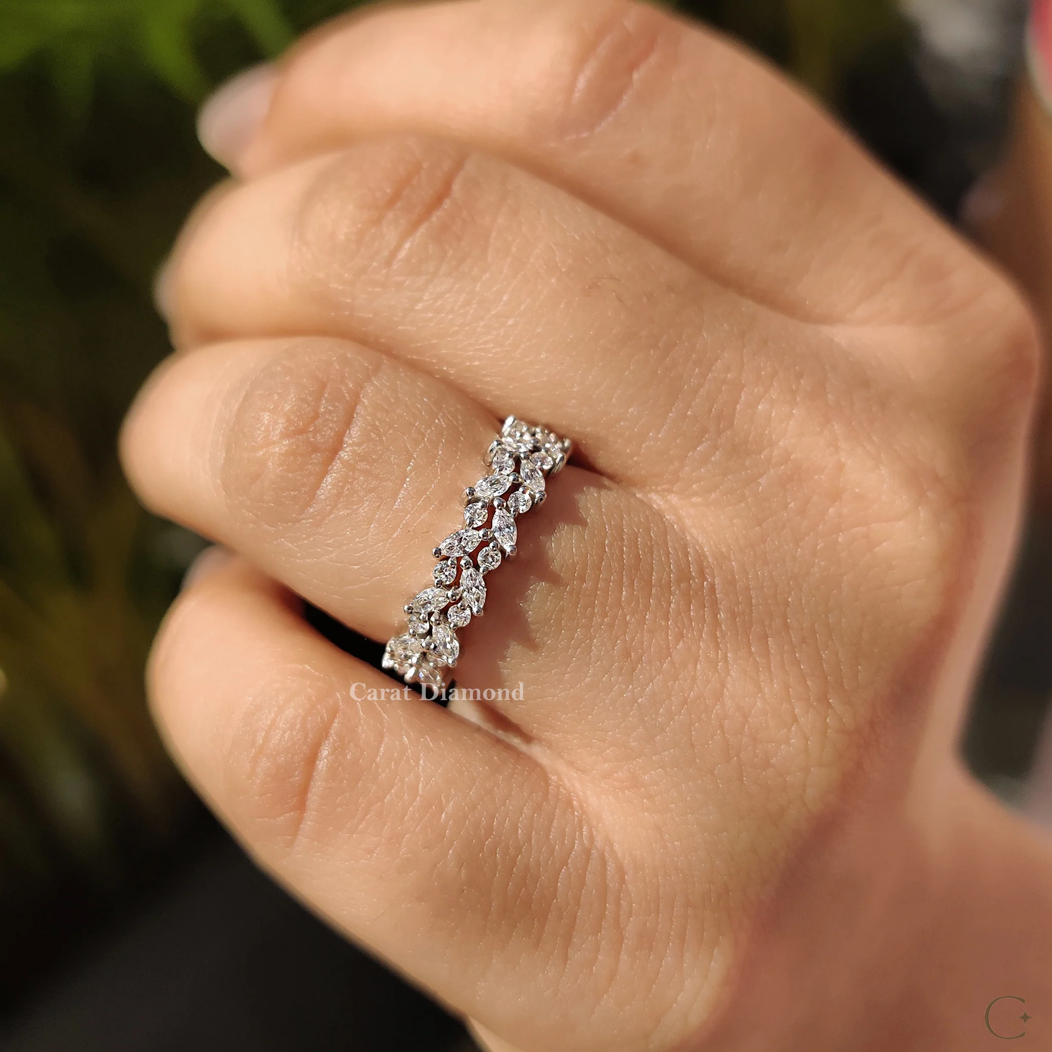 Marquise And Round Wedding Band With Eternity Style - Image 7