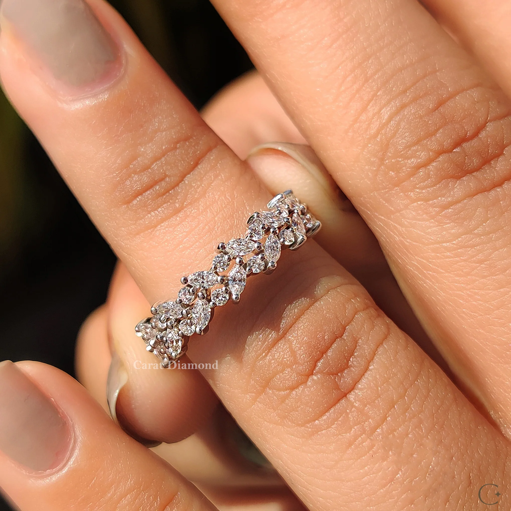 Marquise And Round Wedding Band With Eternity Style - Image 8