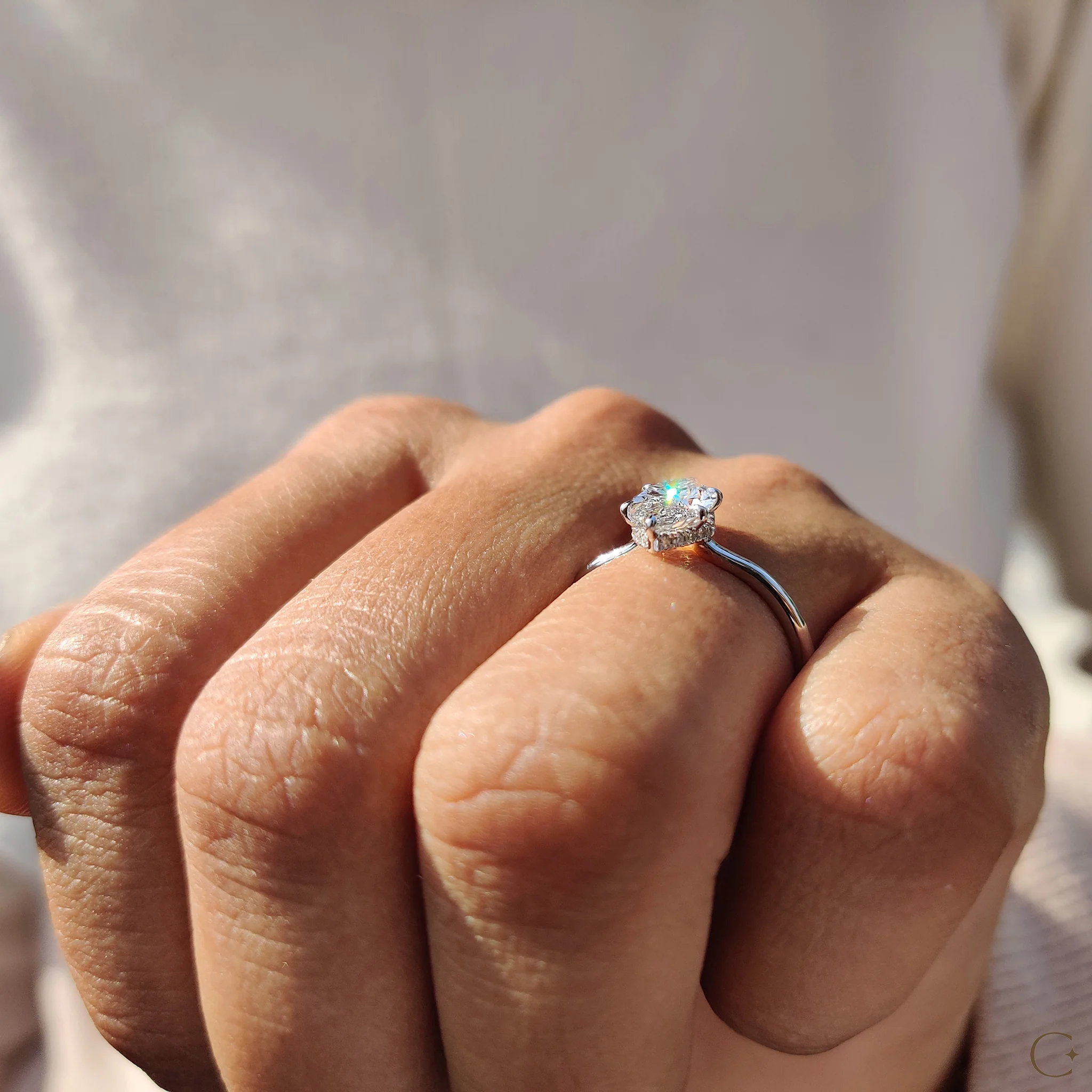 Marquise Cut Engagement Ring with Open Gallery Design - Image 4