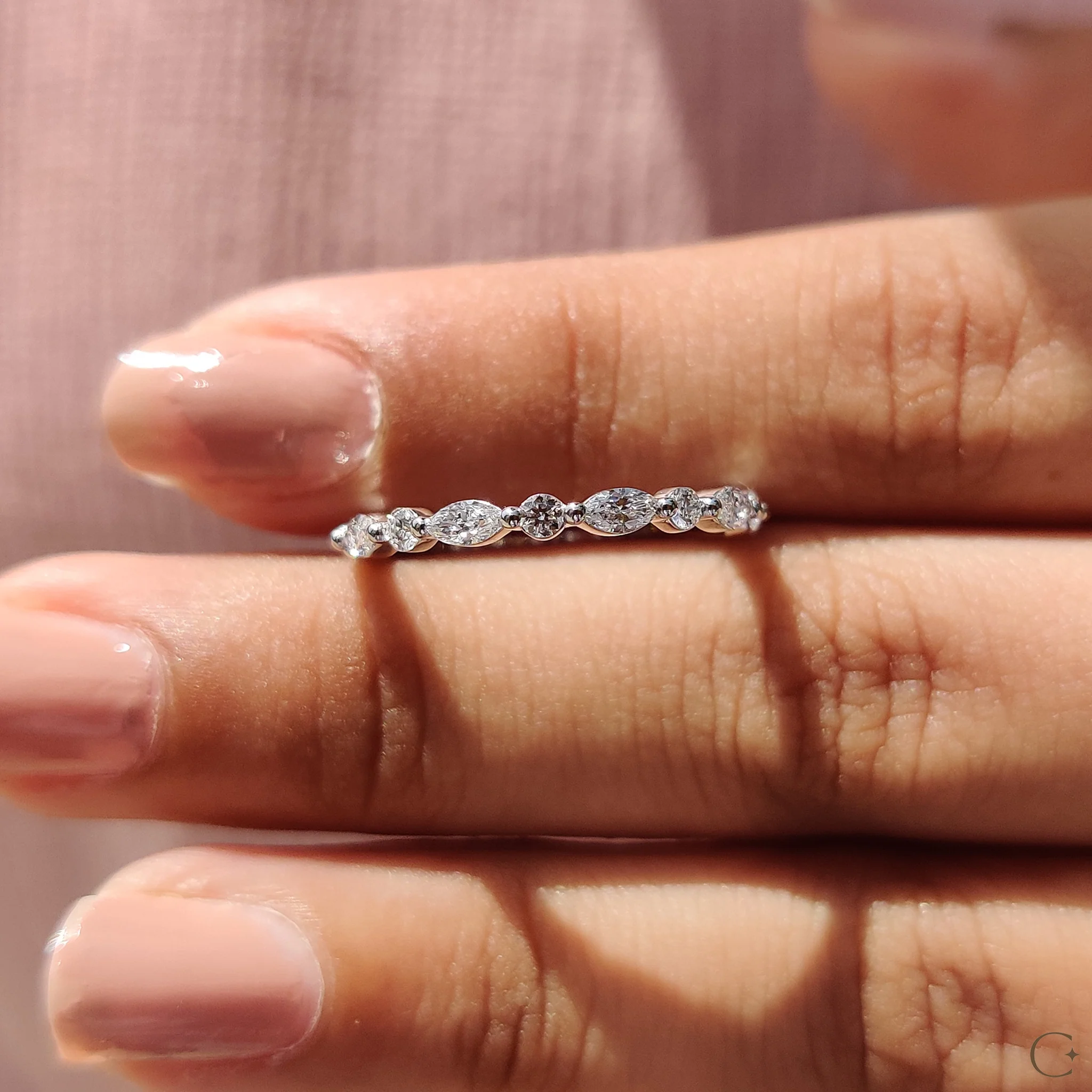 Marquise Diamond Band In Shared Prong Style - Image 3