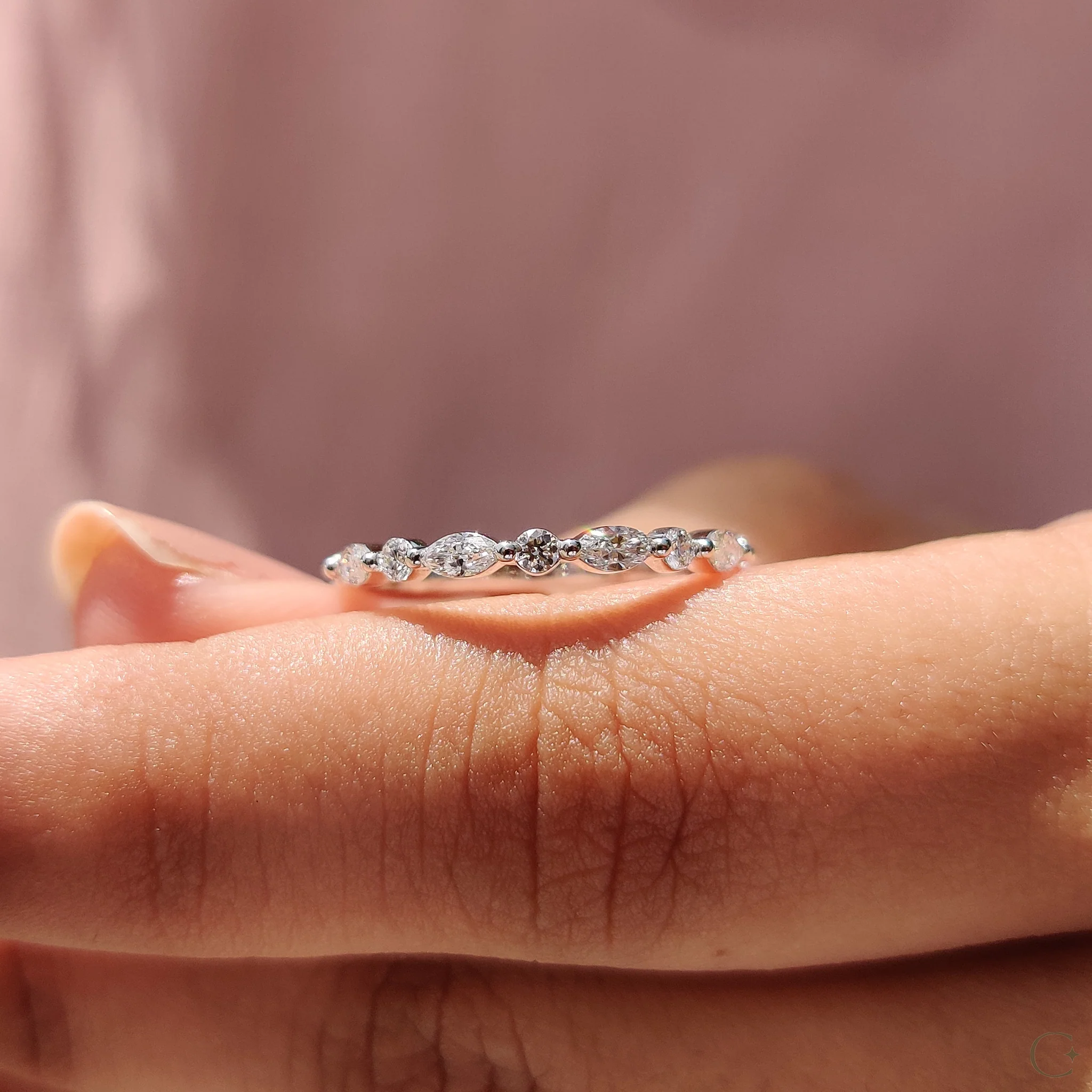 Marquise Diamond Band In Shared Prong Style - Image 4