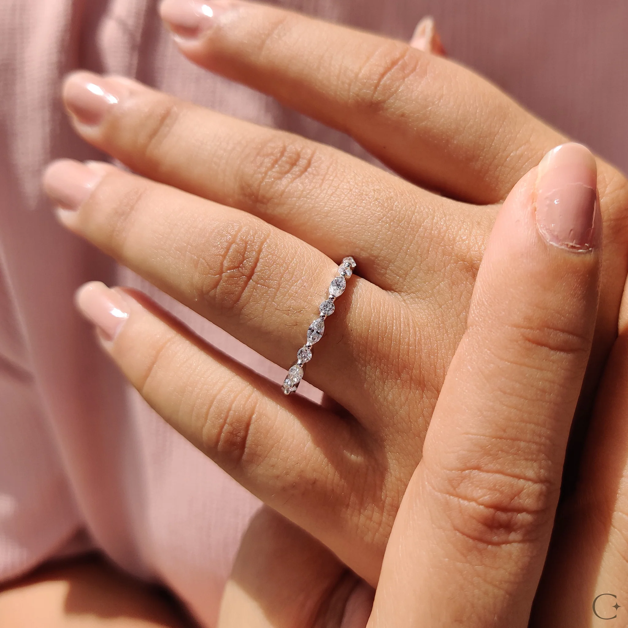 Marquise Diamond Band In Shared Prong Style - Image 5