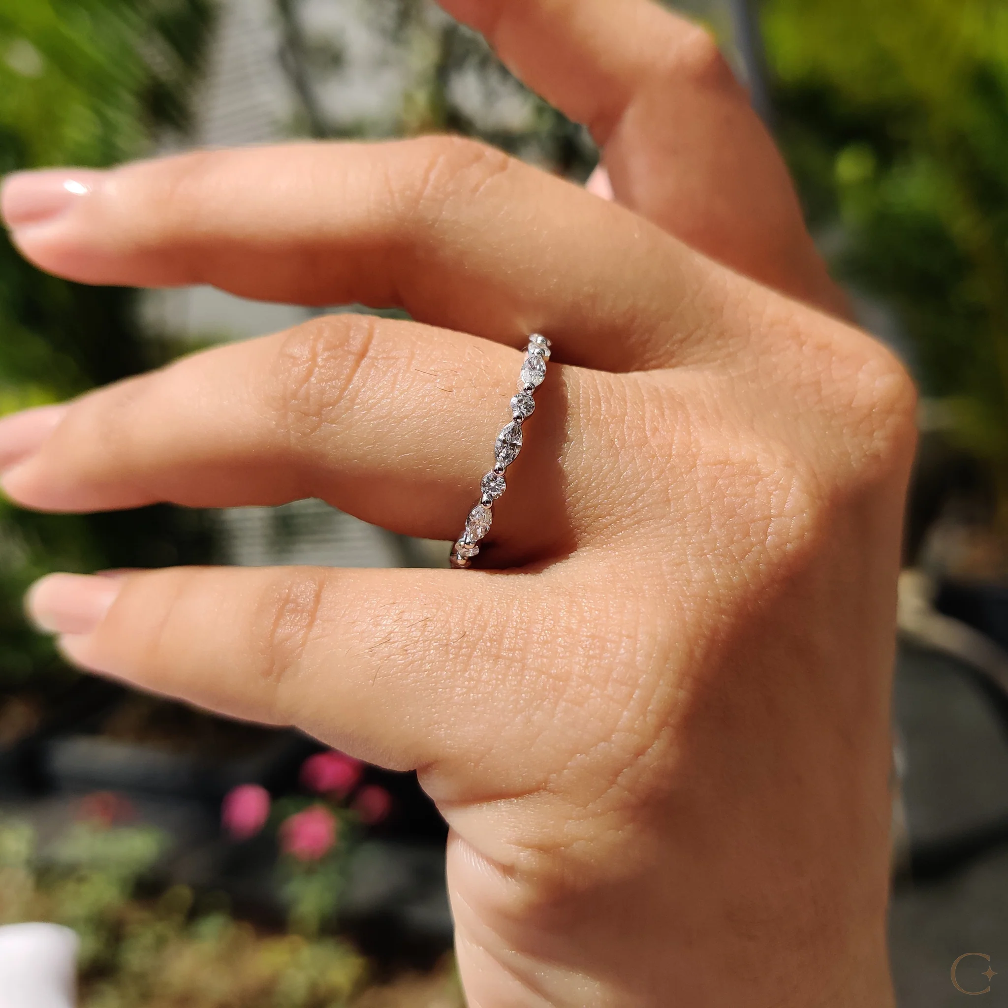 Marquise Diamond Band In Shared Prong Style - Image 6
