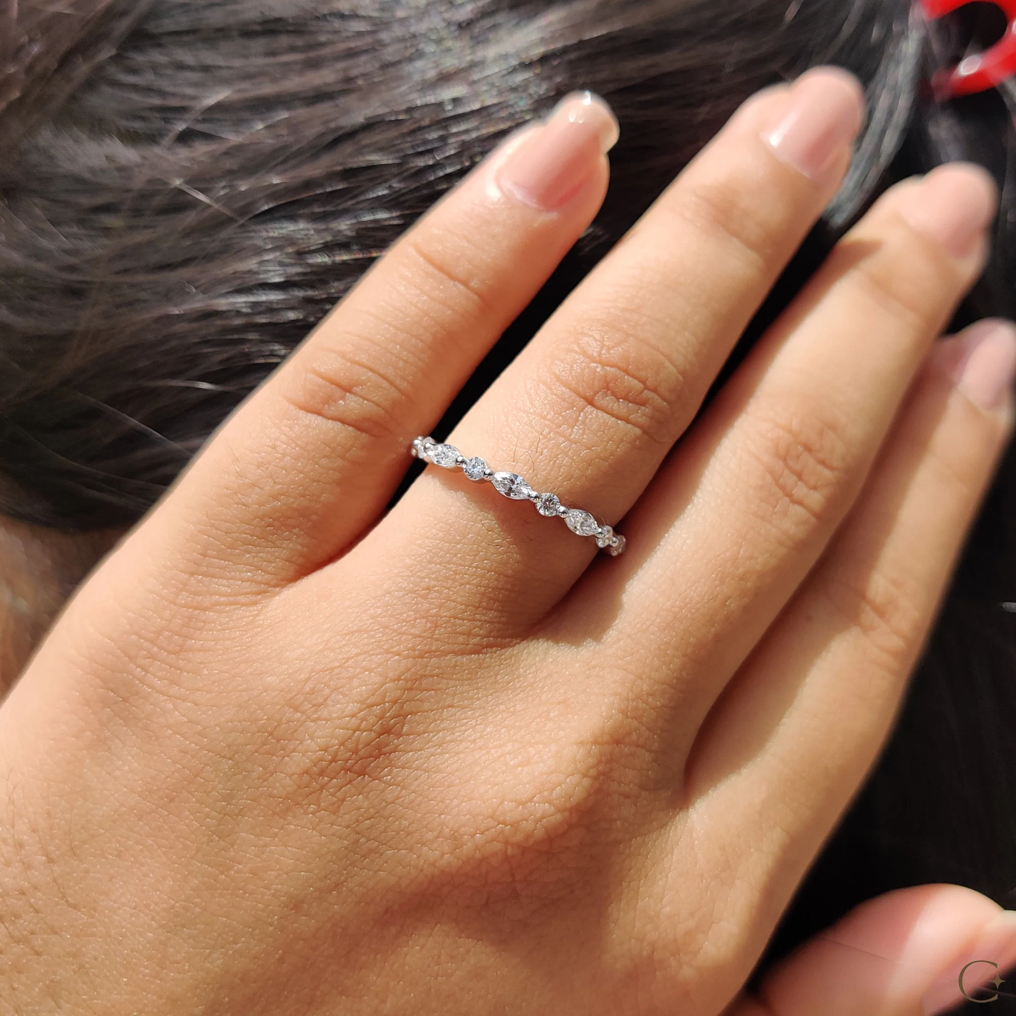 Marquise Diamond Band In Shared Prong Style - Image 7