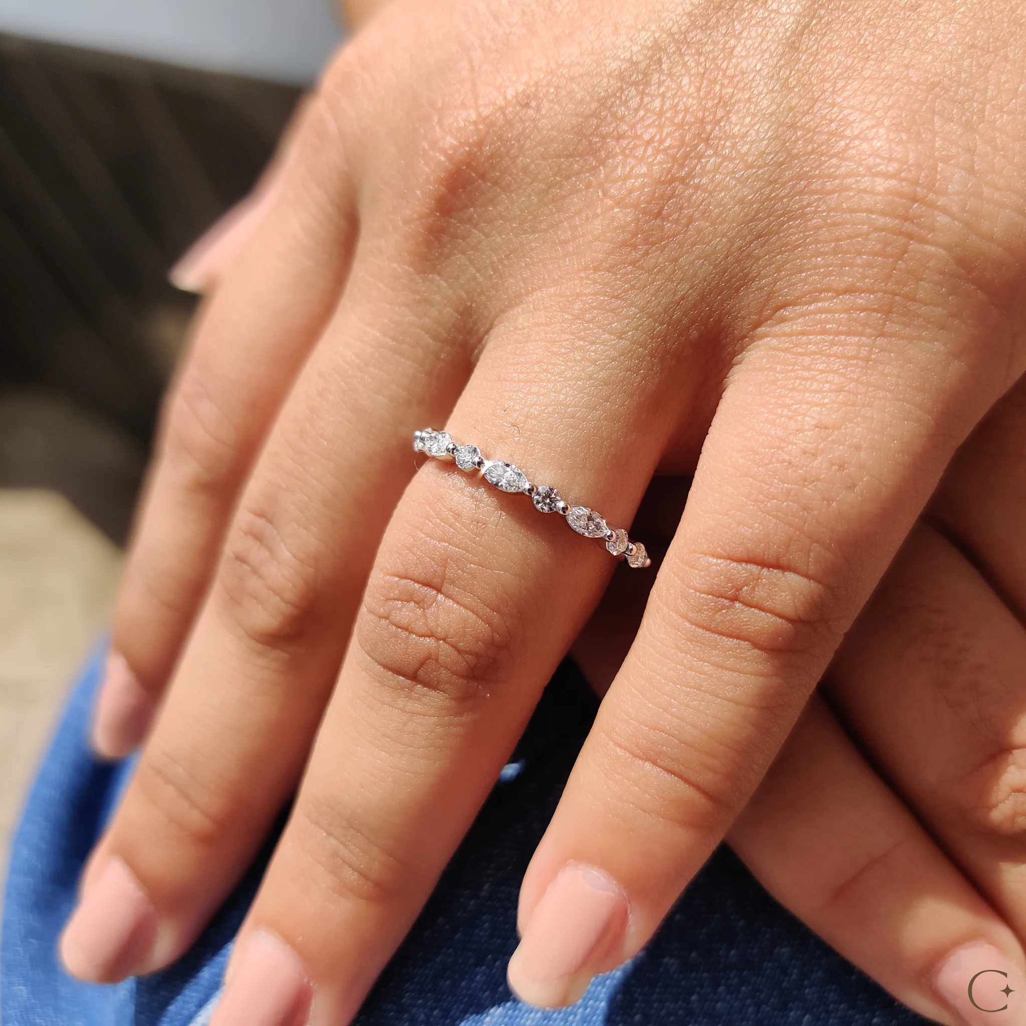 Marquise Diamond Band In Shared Prong Style - Image 8