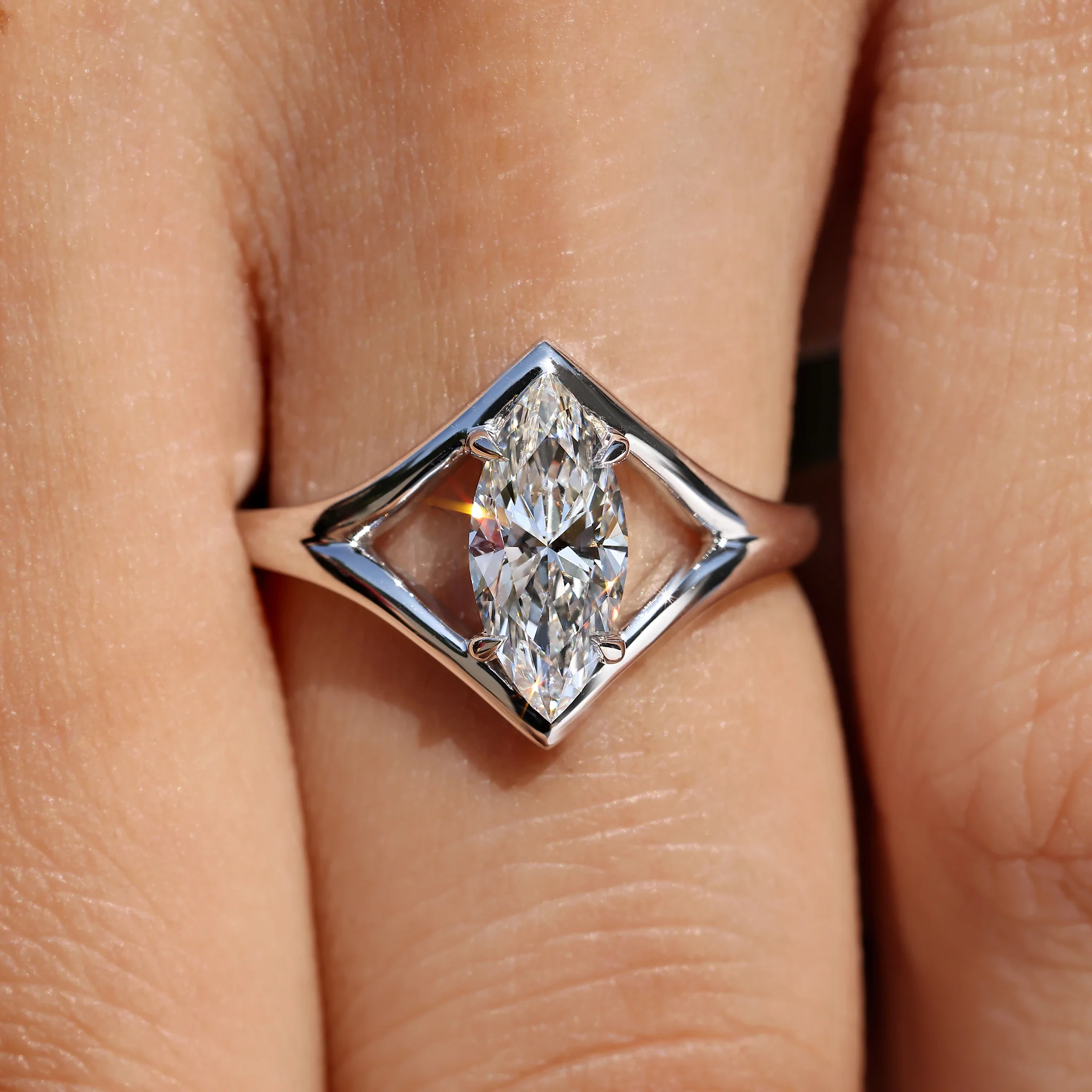 Marquise Diamond Ring in Solitaire Style - Image 5