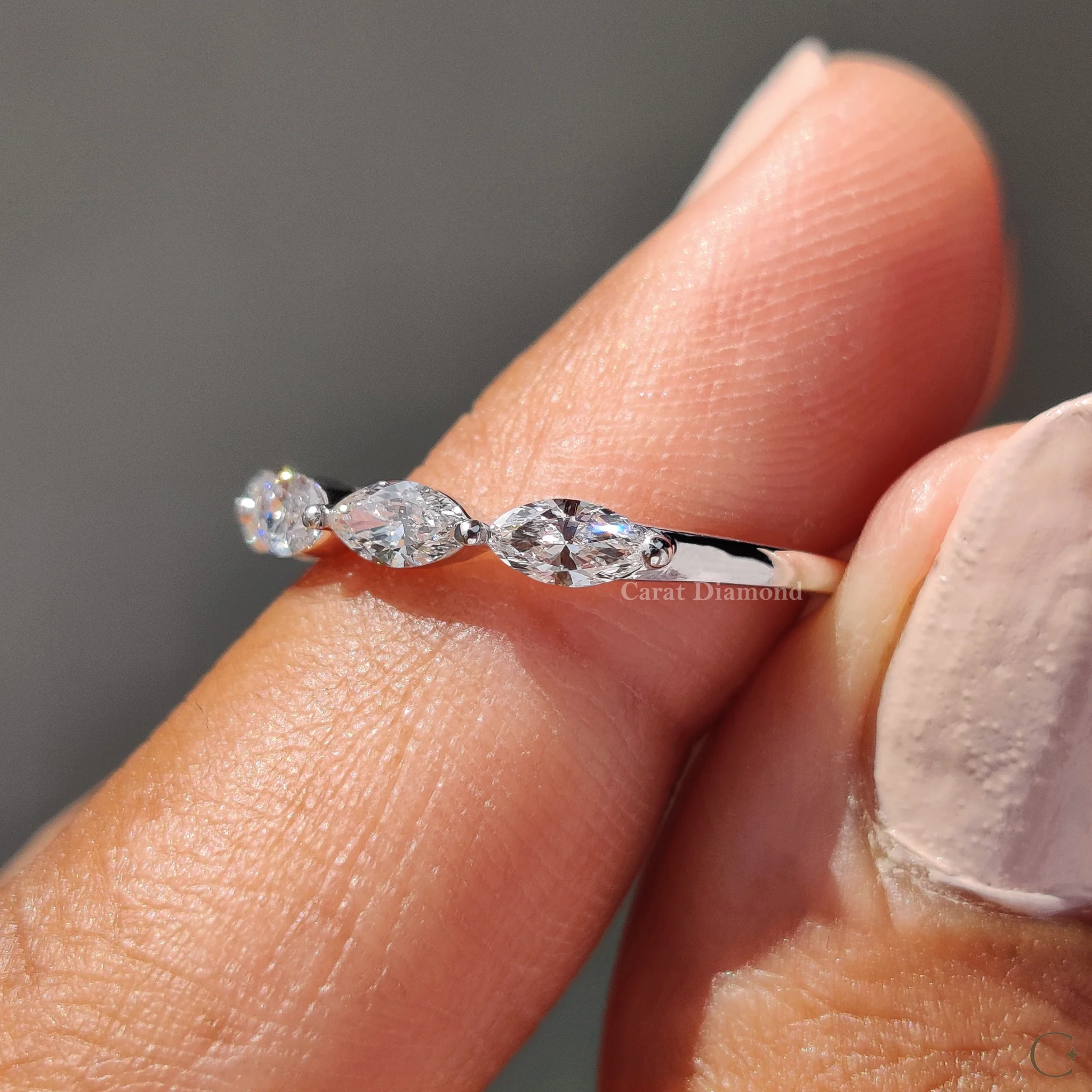 Half Eternity Marquise Diamond Wedding Band - Image 3