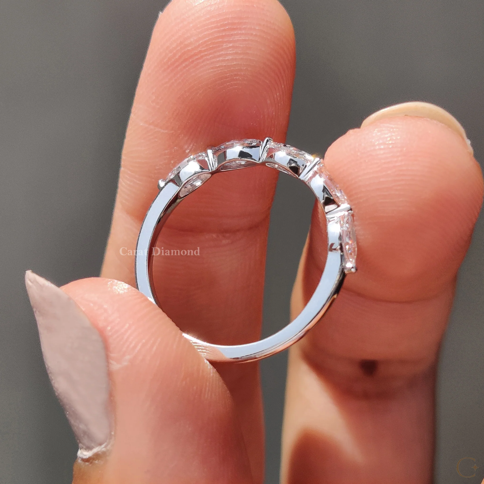 Half Eternity Marquise Diamond Wedding Band - Image 8