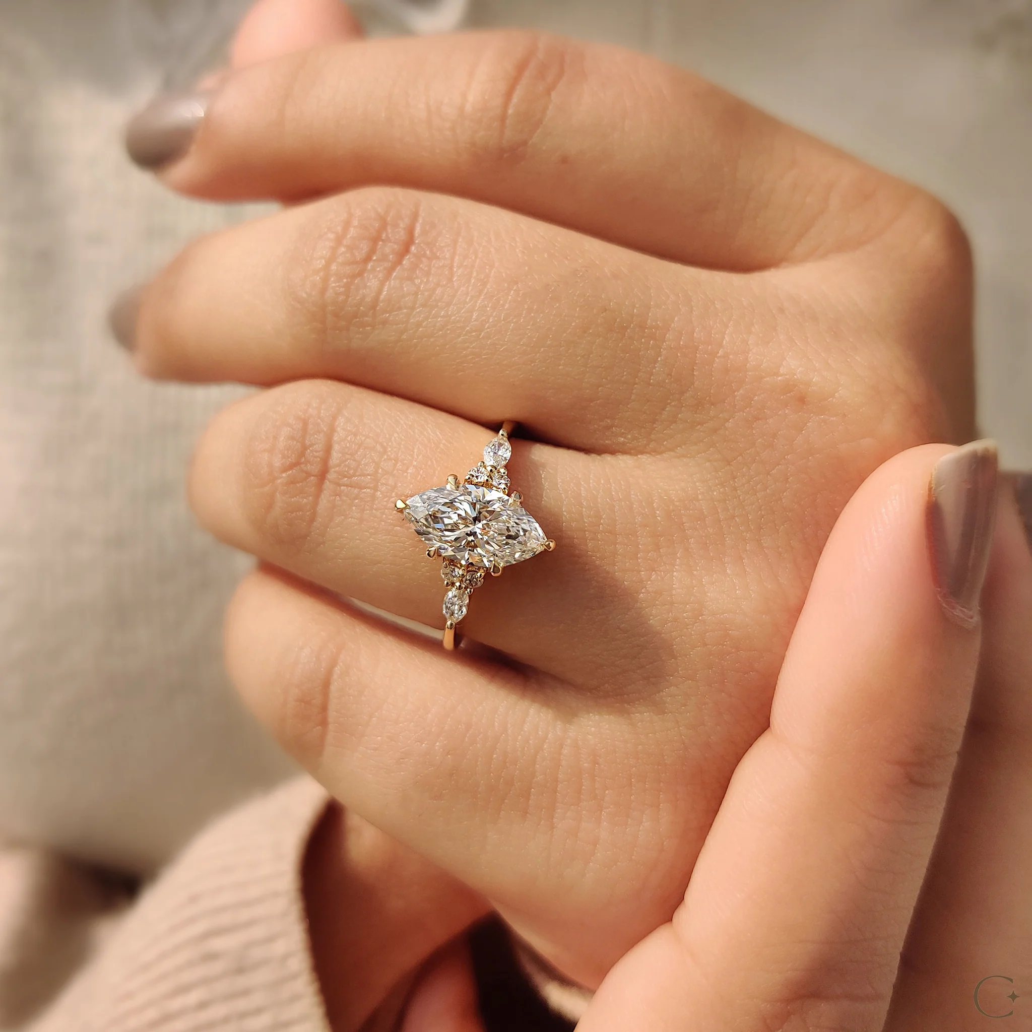 Marquise Engagement Ring In Muse Setting - Image 9