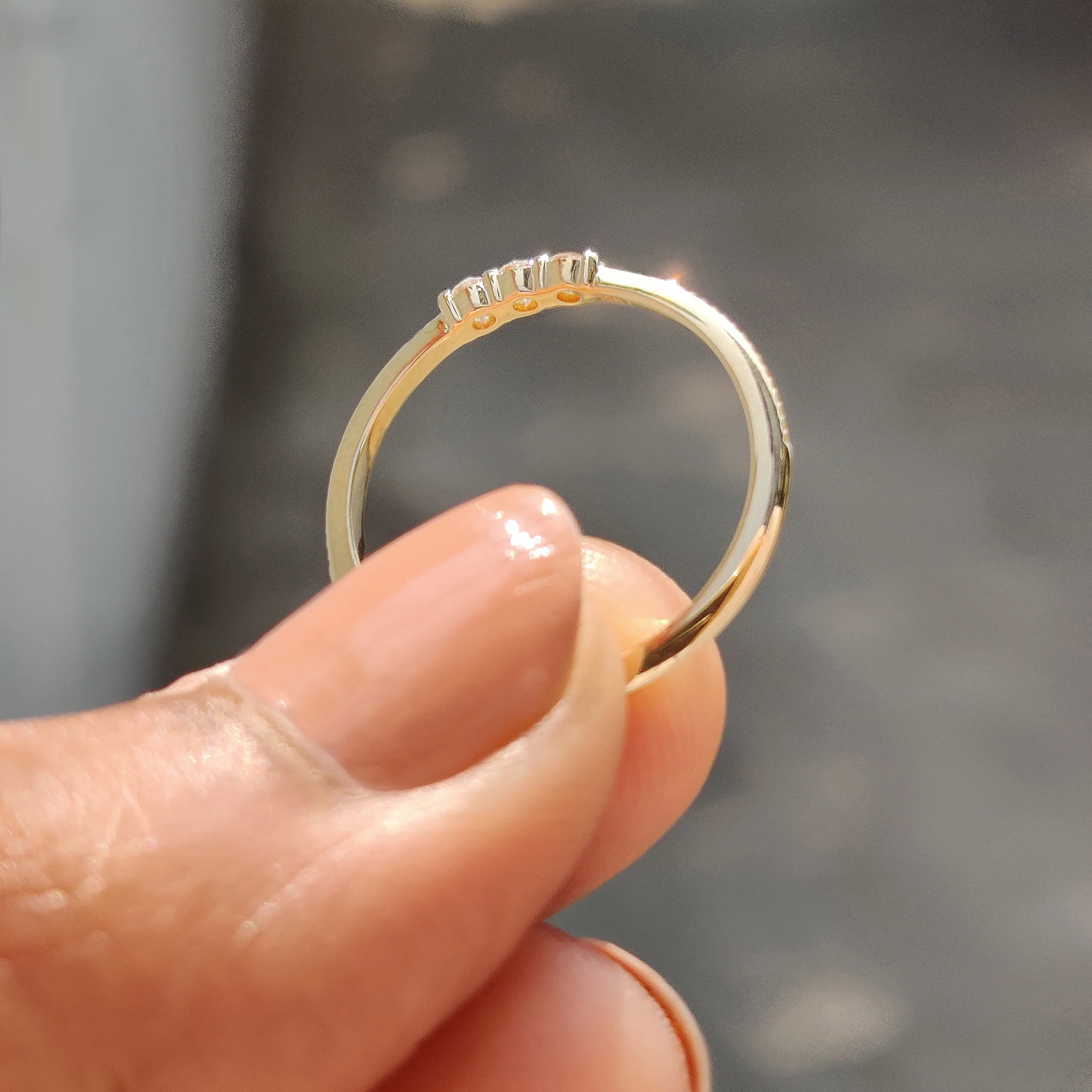 3 Stone Round Cut Diamond Milgrain Wedding Band - Image 9