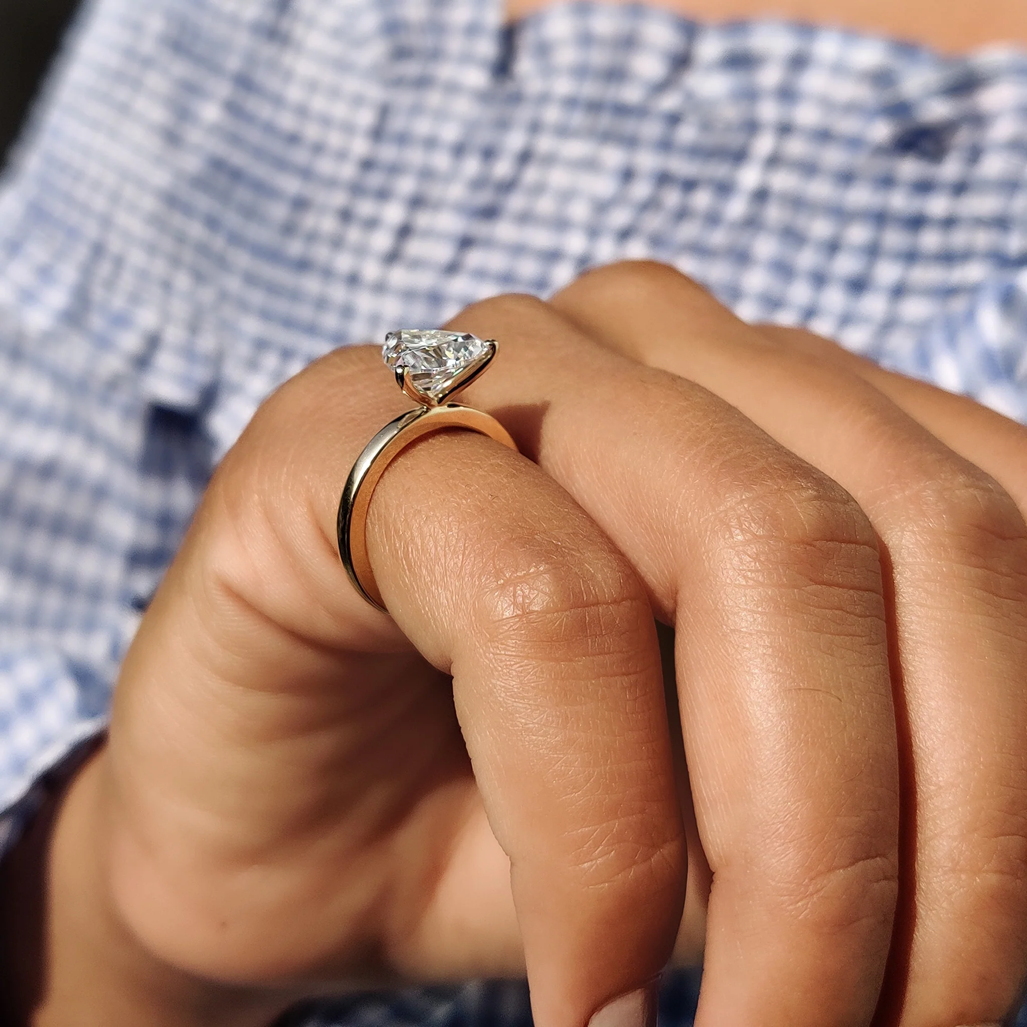 Trillion Cut Moissanite Solitaire Ring - Image 3