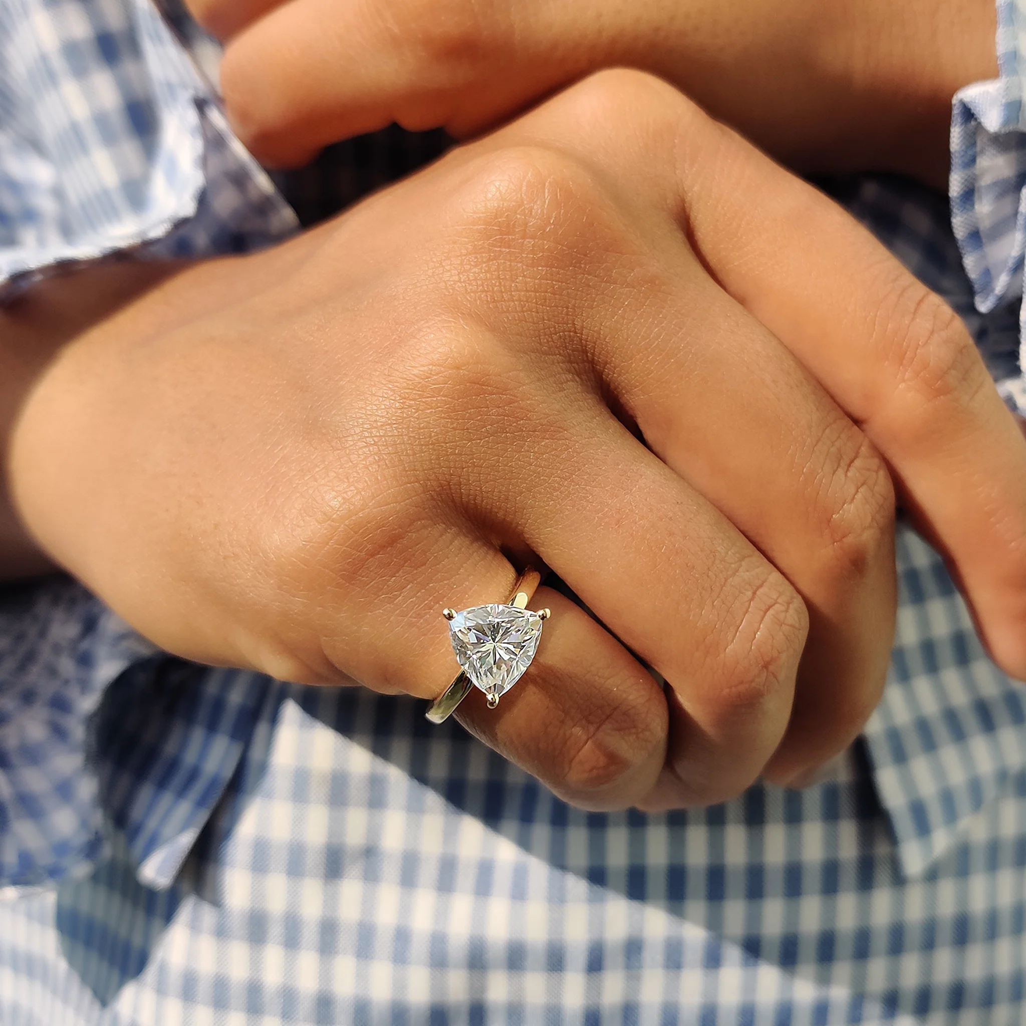 Trillion Cut Moissanite Solitaire Ring - Image 5