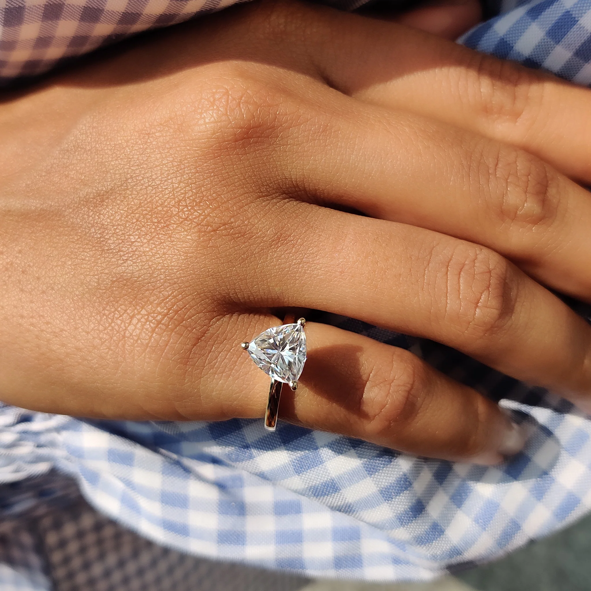 Trillion Cut Moissanite Solitaire Ring - Image 7
