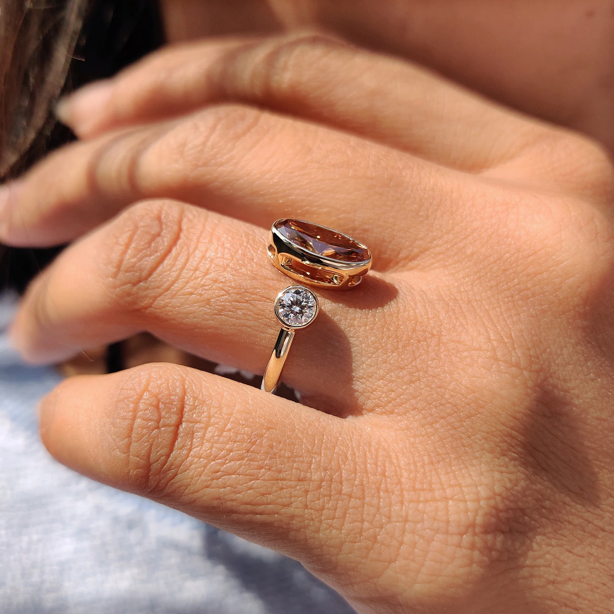 Moval And Round Cut Toi Et Moi Ring - Image 8