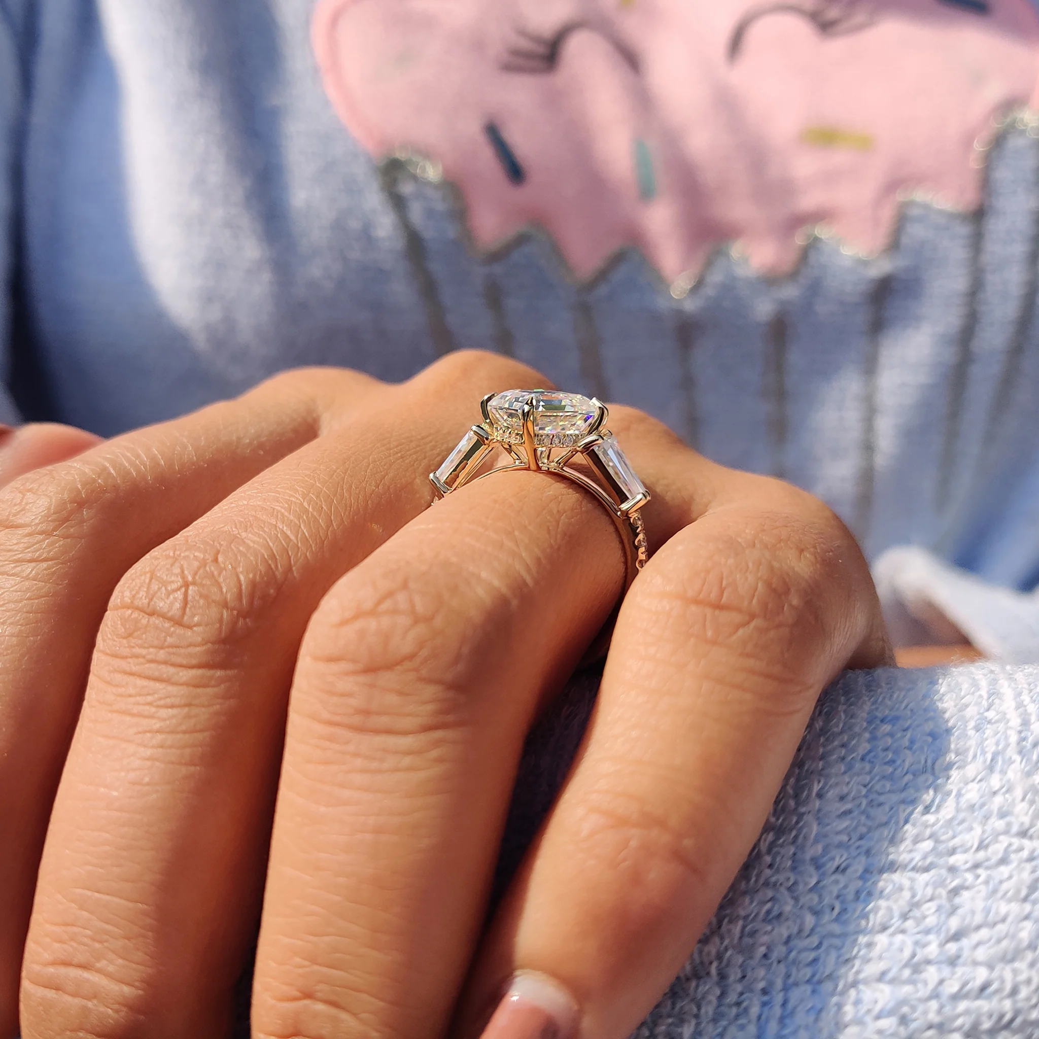 Octavia Cut Hidden Halo Engagement Ring - Image 3