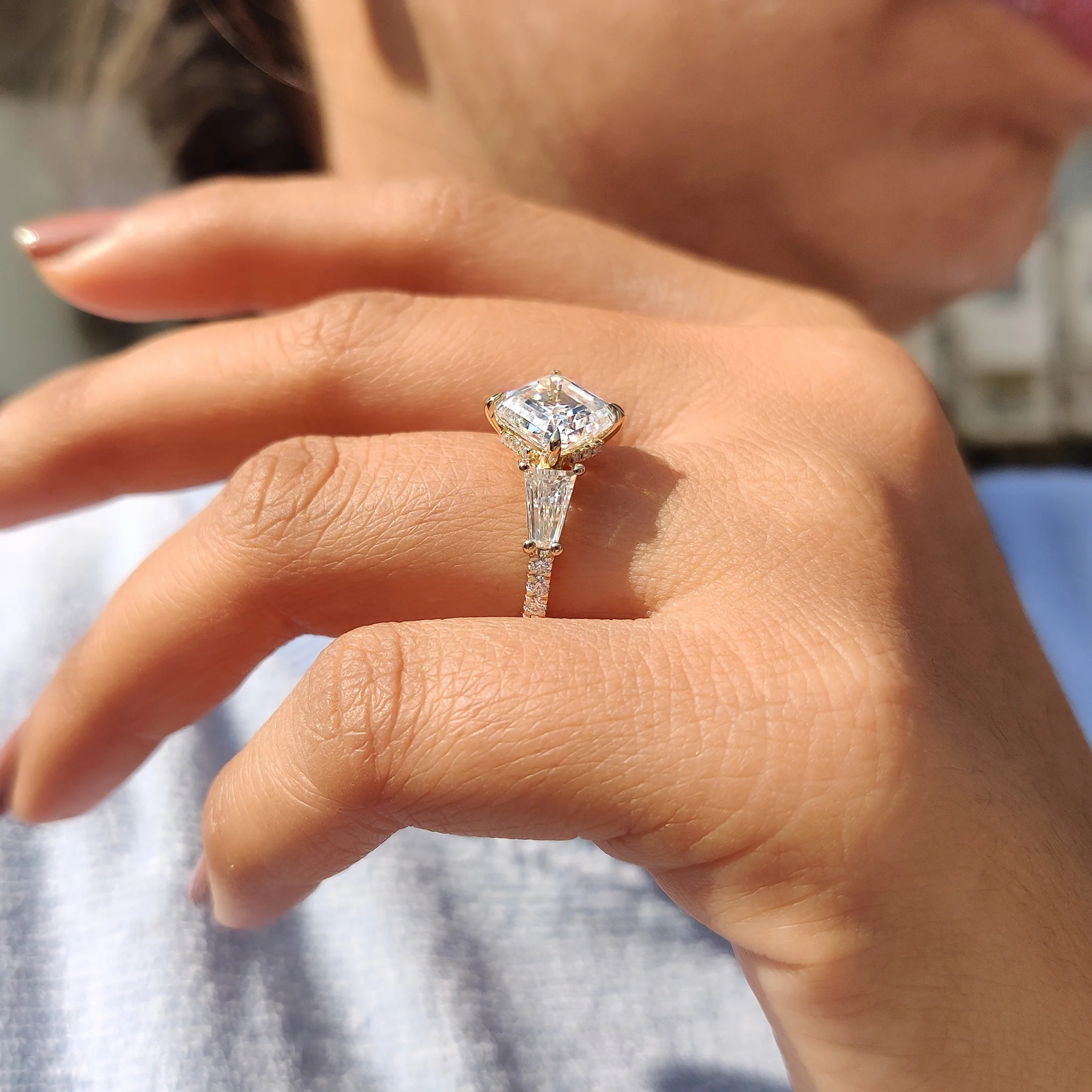 Octavia Cut Hidden Halo Engagement Ring - Image 5