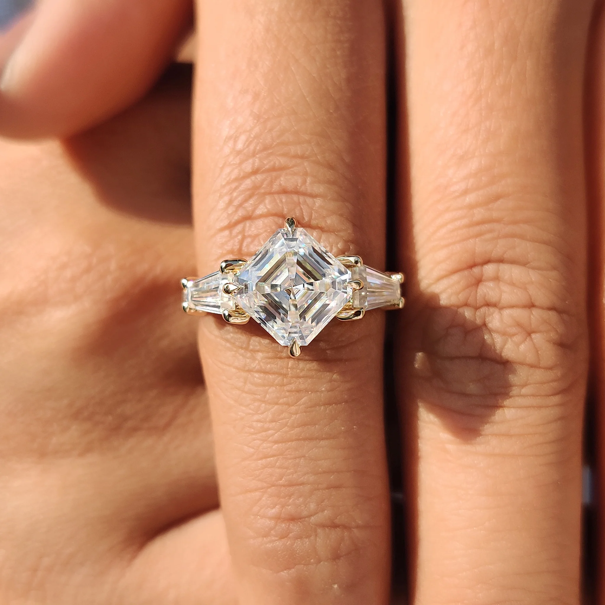 Octavia Cut Hidden Halo Engagement Ring - Image 6