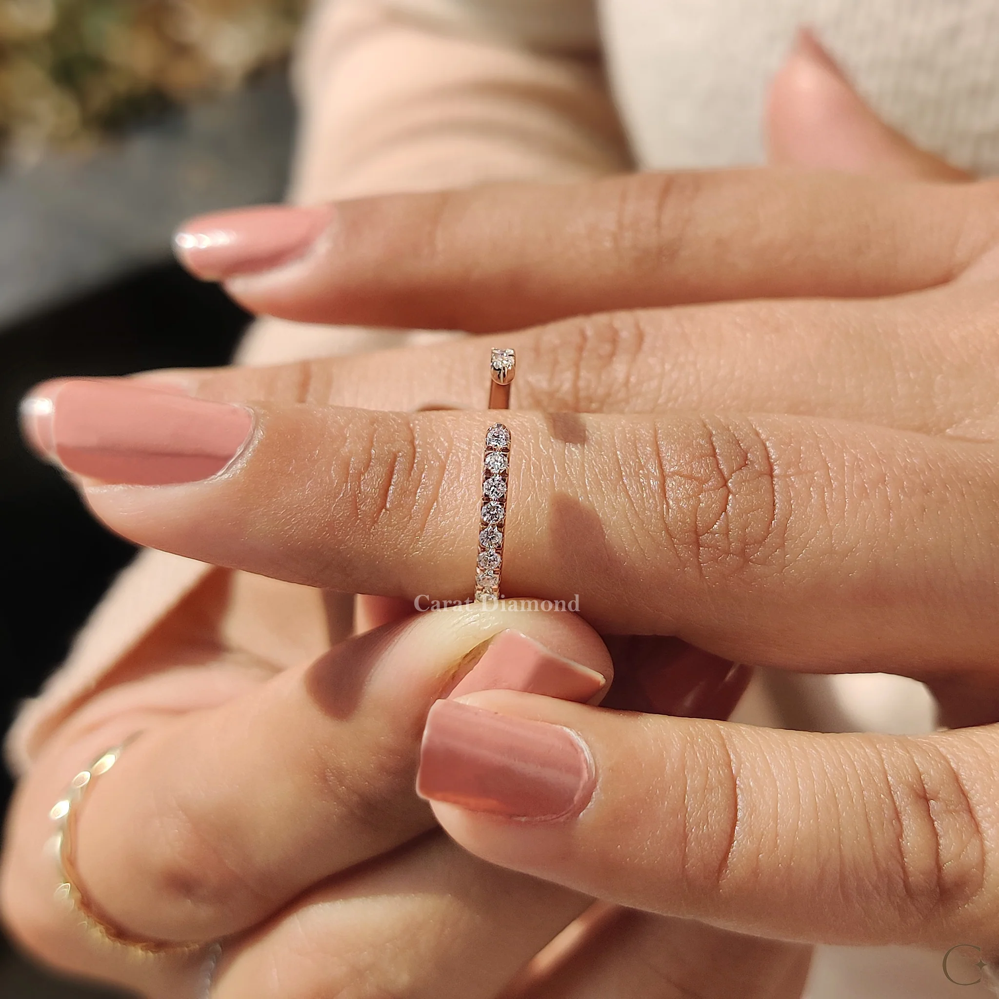 Open Gap Wedding Band With Round Cut - Image 3