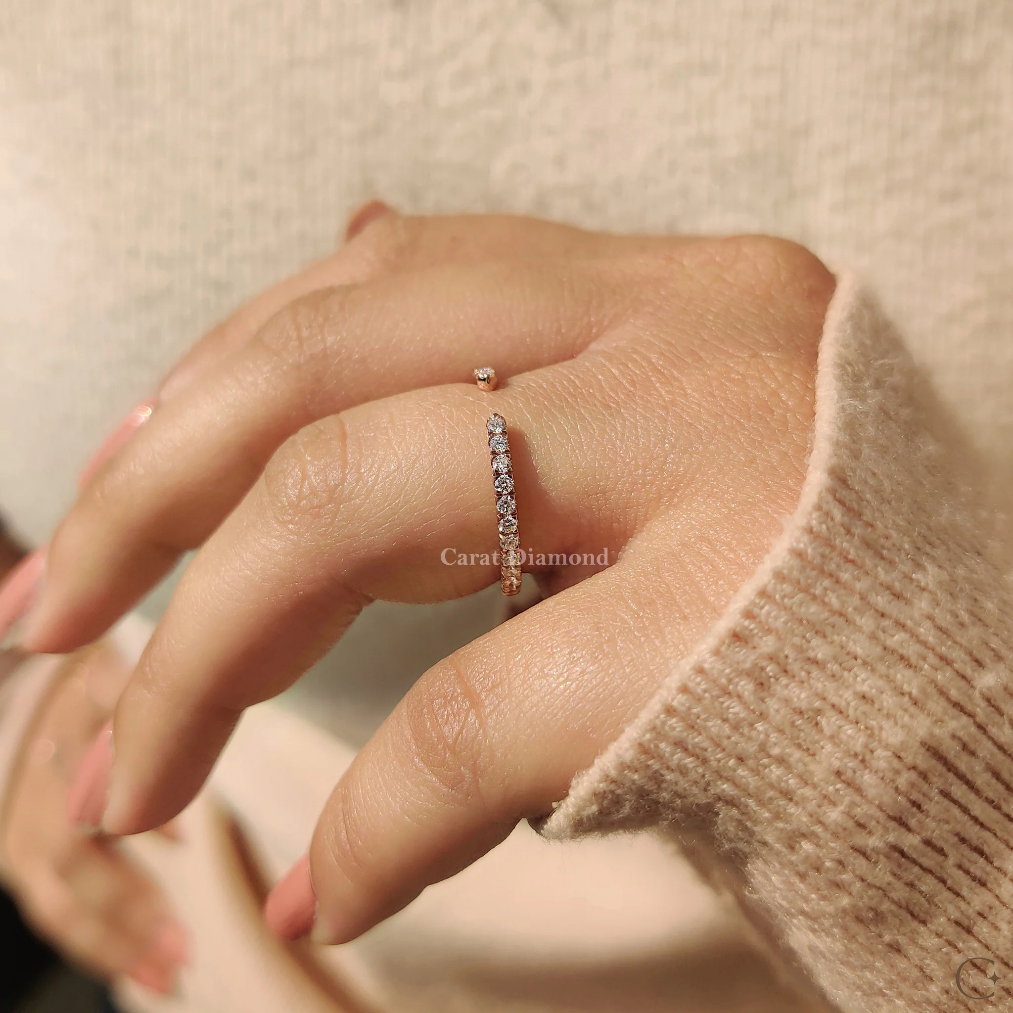 Open Gap Wedding Band With Round Cut - Image 5