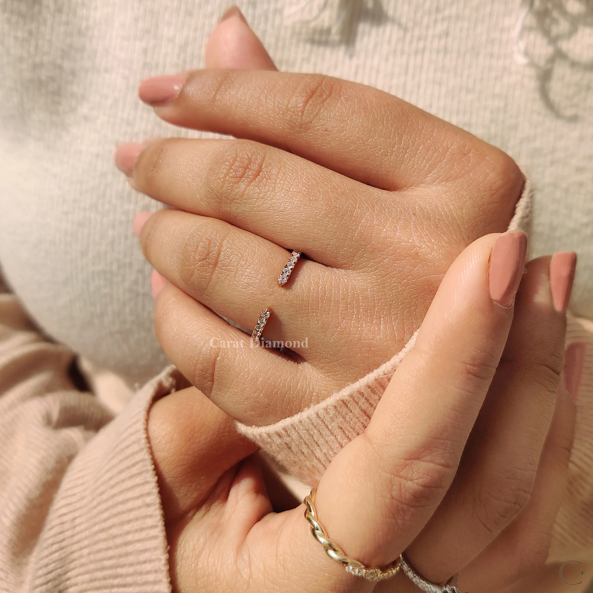 Open Gap Wedding Band With Round Cut - Image 6