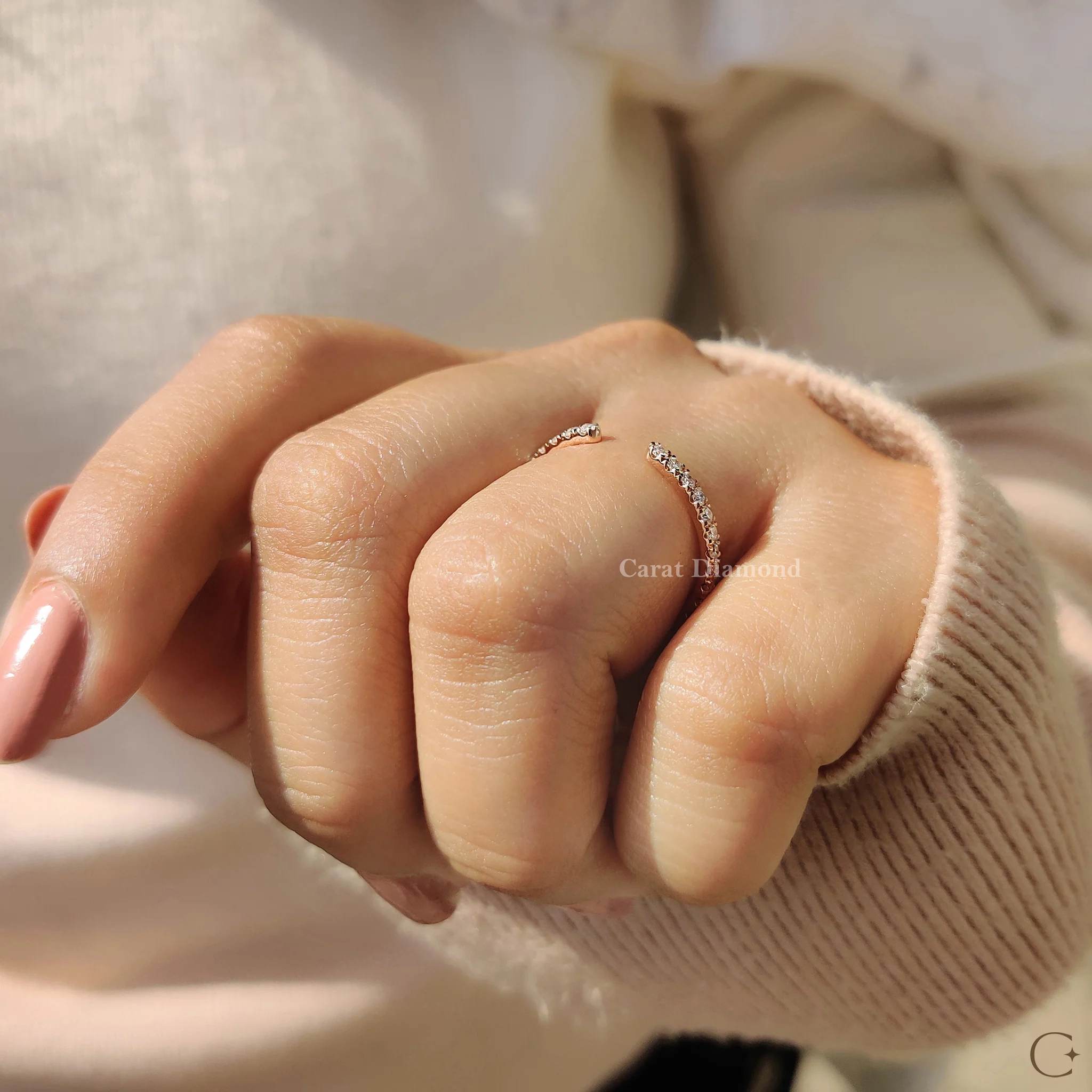 Open Gap Wedding Band With Round Cut - Image 7