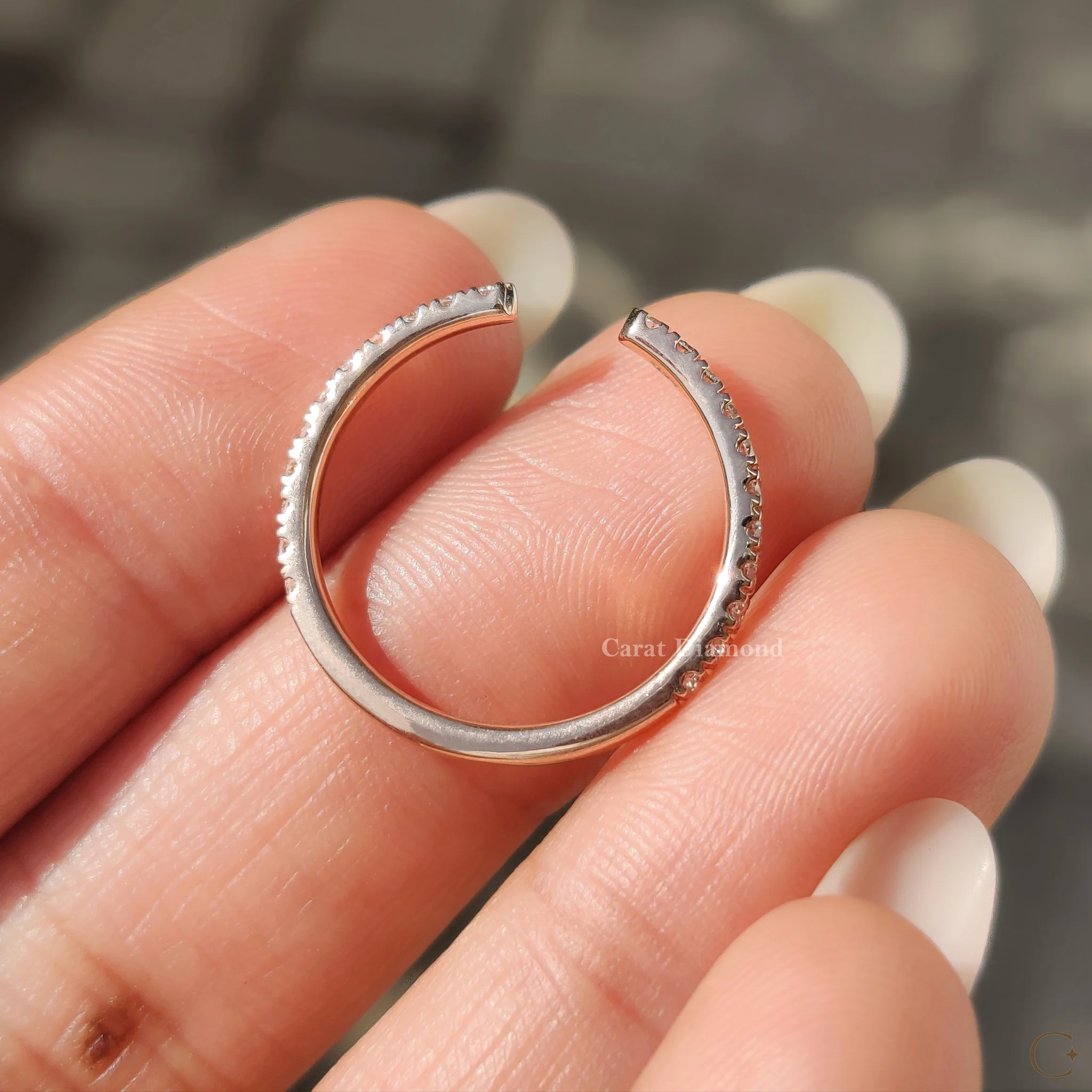 Open Gap Wedding Band With Round Cut - Image 8