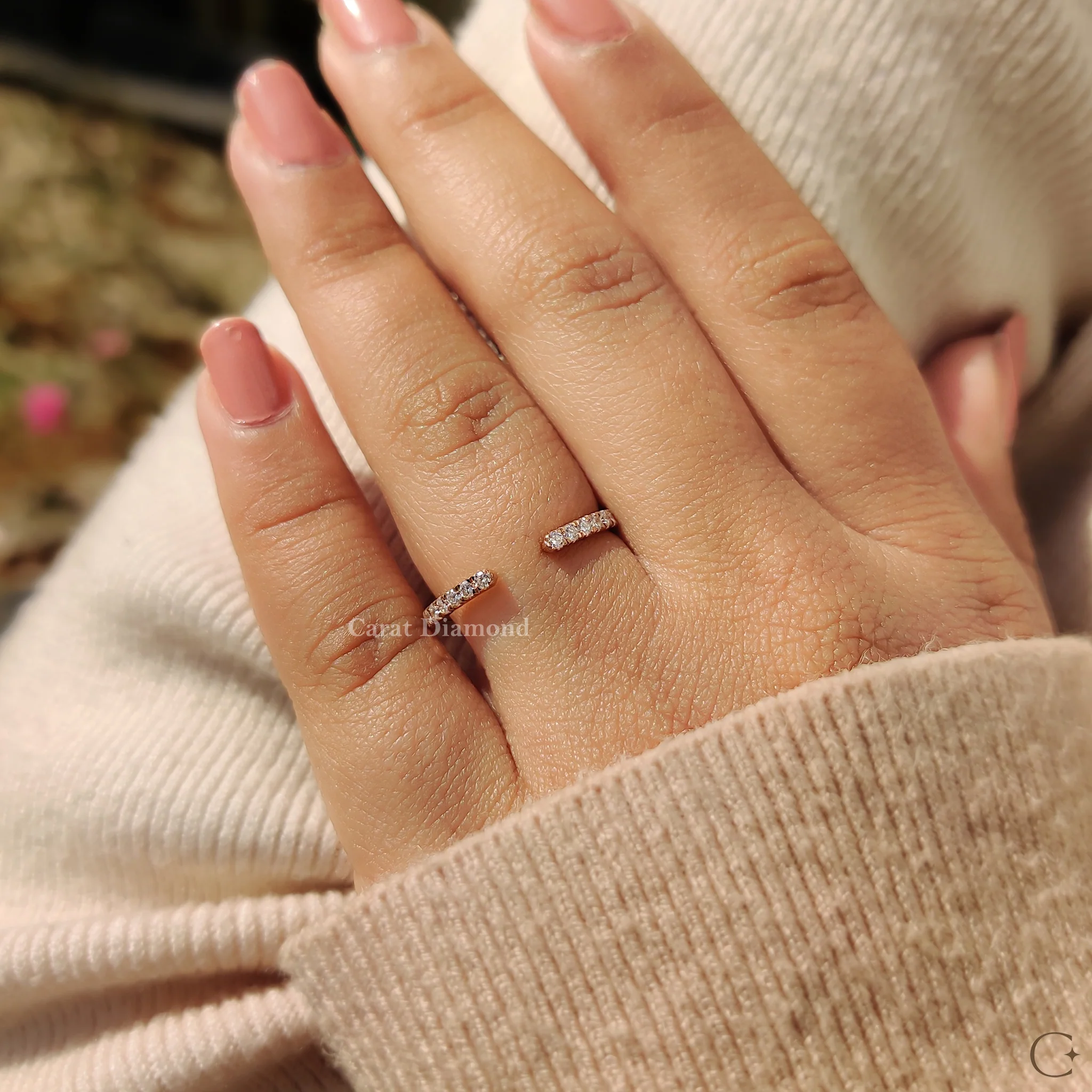 Open Gap Wedding Band With Round Cut - Image 9