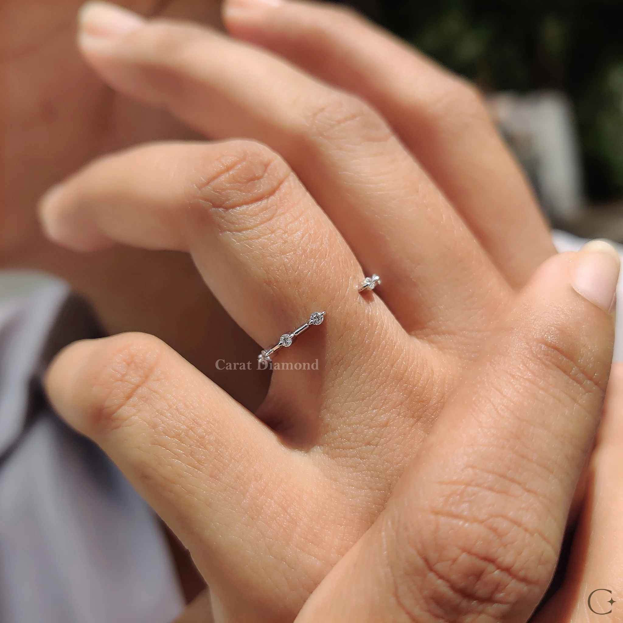 Open Gap Wedding Band with Round Cut Diamond - Image 3