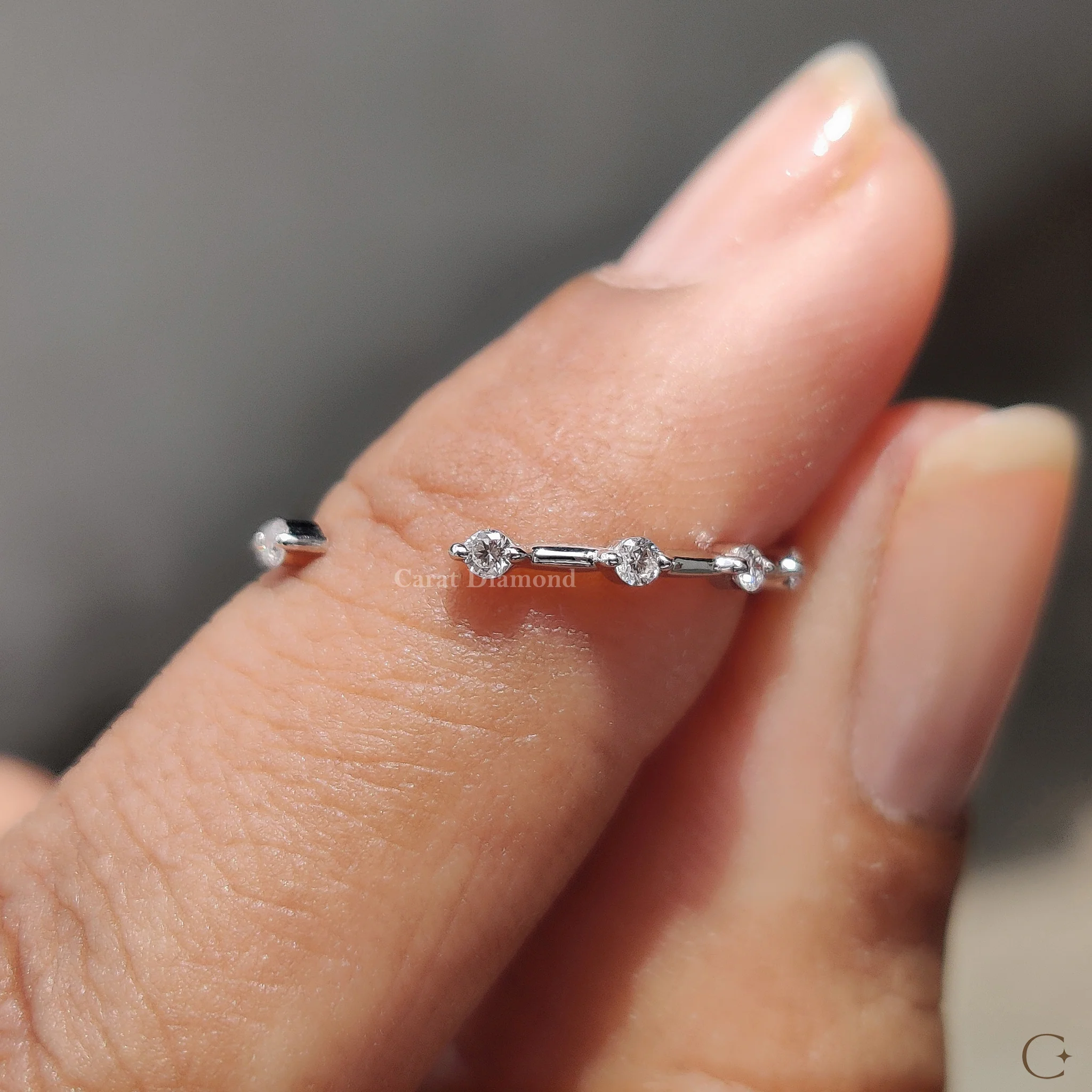 Open Gap Wedding Band with Round Cut Diamond - Image 4