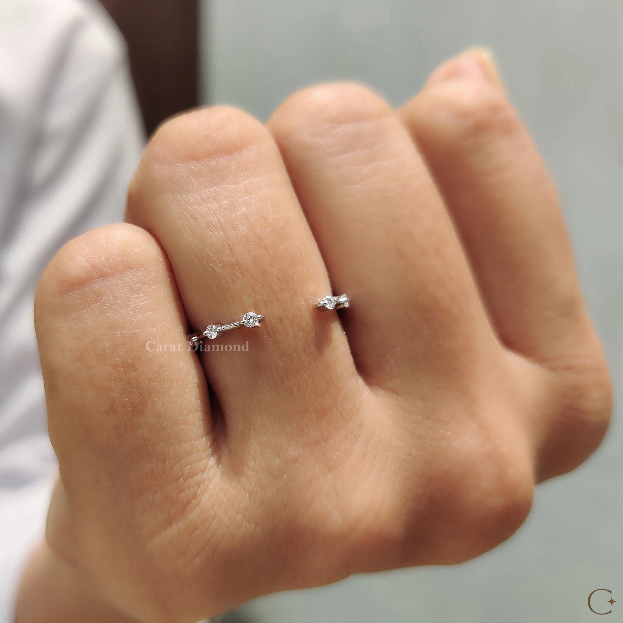 Open Gap Wedding Band with Round Cut Diamond - Image 5