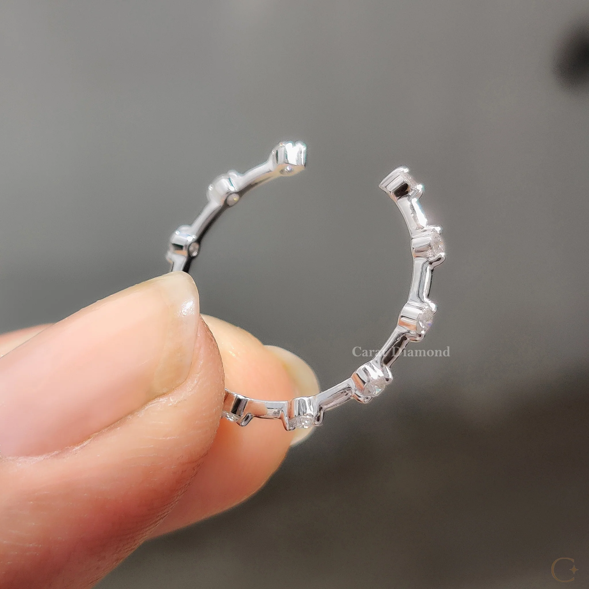 Open Gap Wedding Band with Round Cut Diamond - Image 6